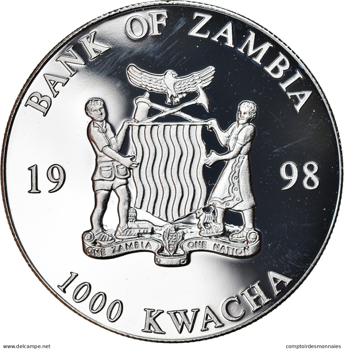 Monnaie, Zambie, 1000 Kwacha, 1998, British Royal Mint, SPL, Silver Plated - Zambie