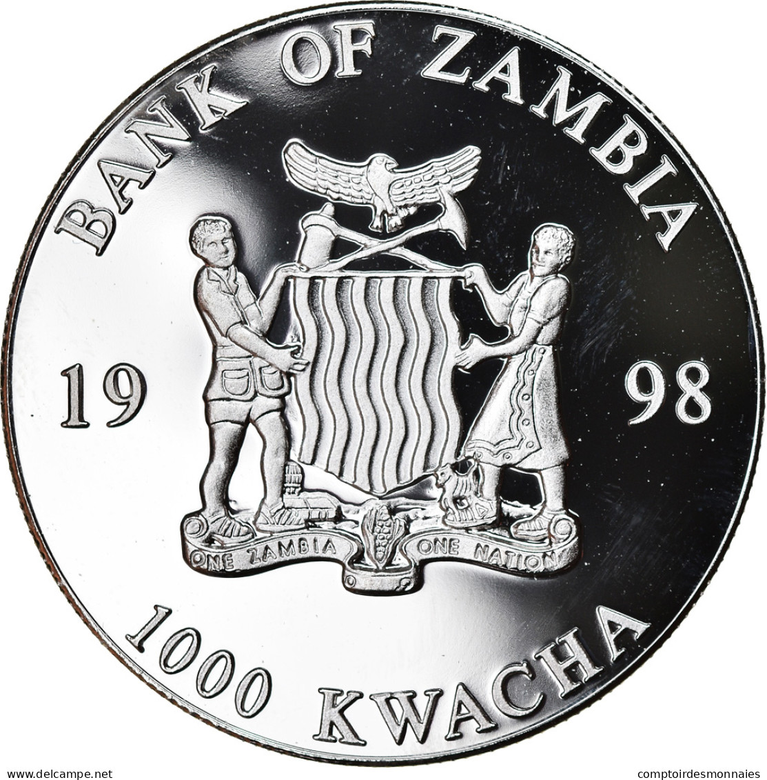 Monnaie, Zambie, 1000 Kwacha, 1998, British Royal Mint, SPL, Silver Plated - Zambie