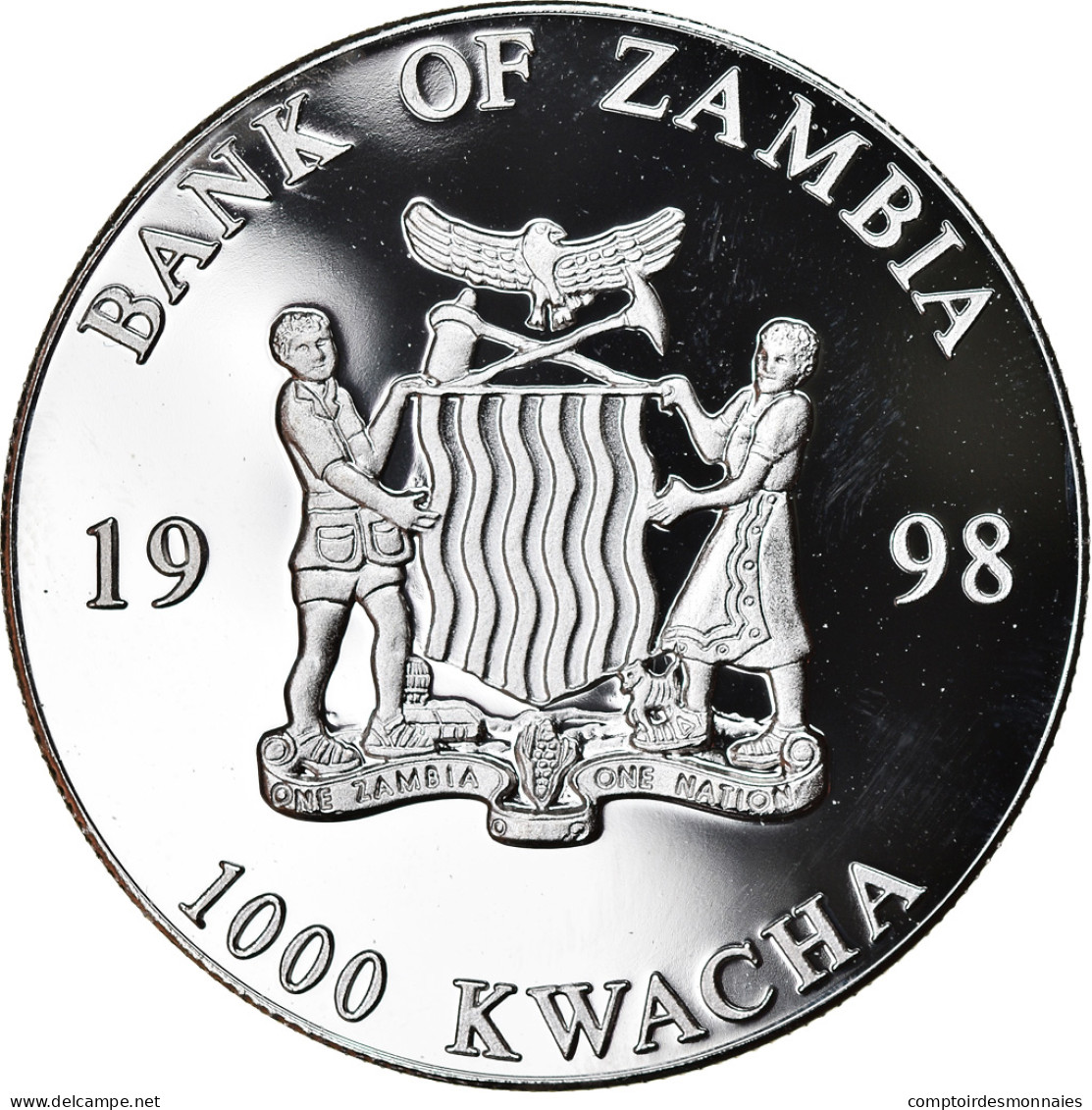 Monnaie, Zambie, 1000 Kwacha, 1998, British Royal Mint, SPL, Silver Plated - Zambia