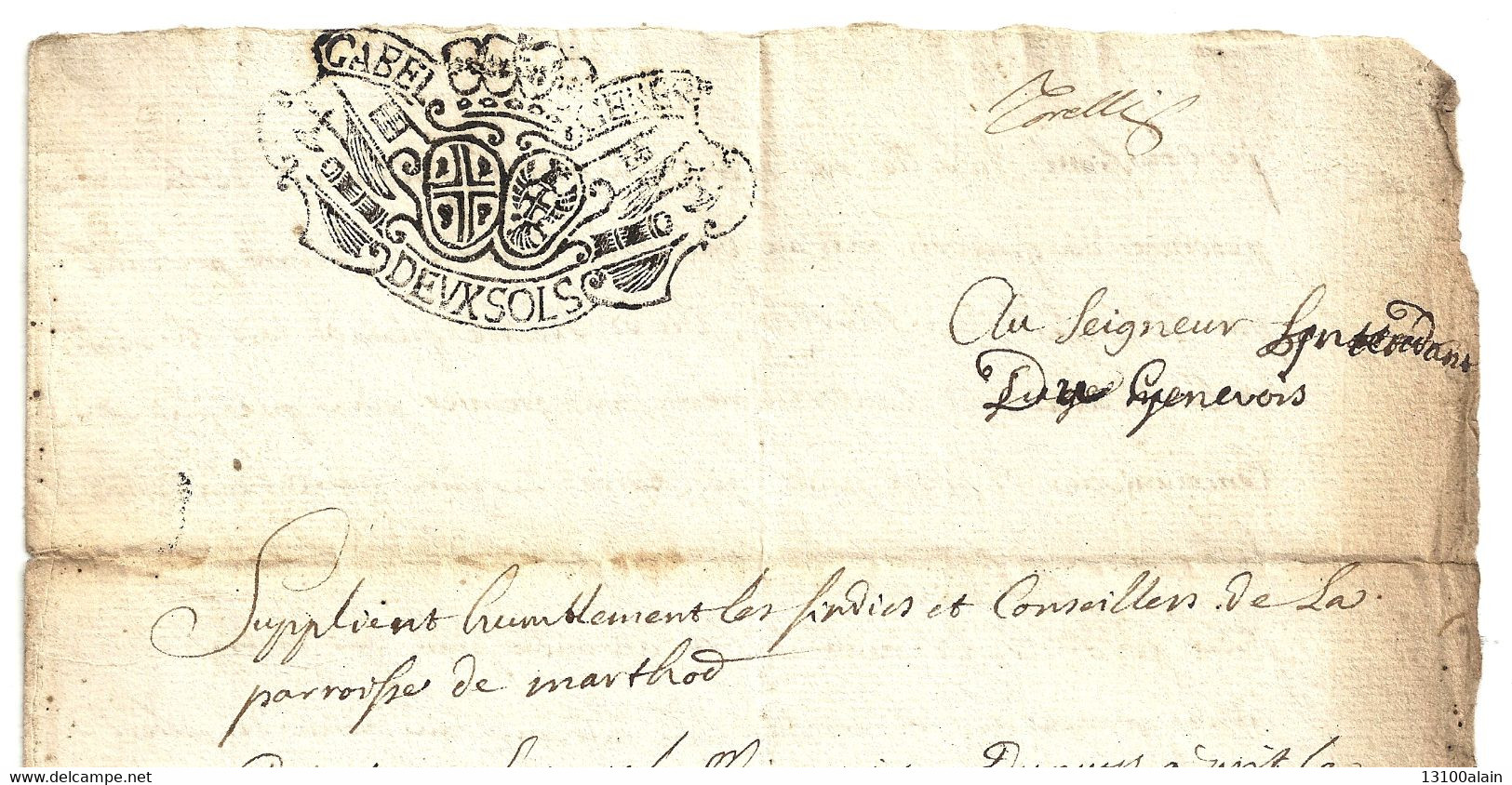 Documents Historiques A/s Réfection Eglise De Marthod (73) De 1770 - Cachet GABEL GENER DEVX SOLS SARDAIGNE/SAVOIE - Historical Documents