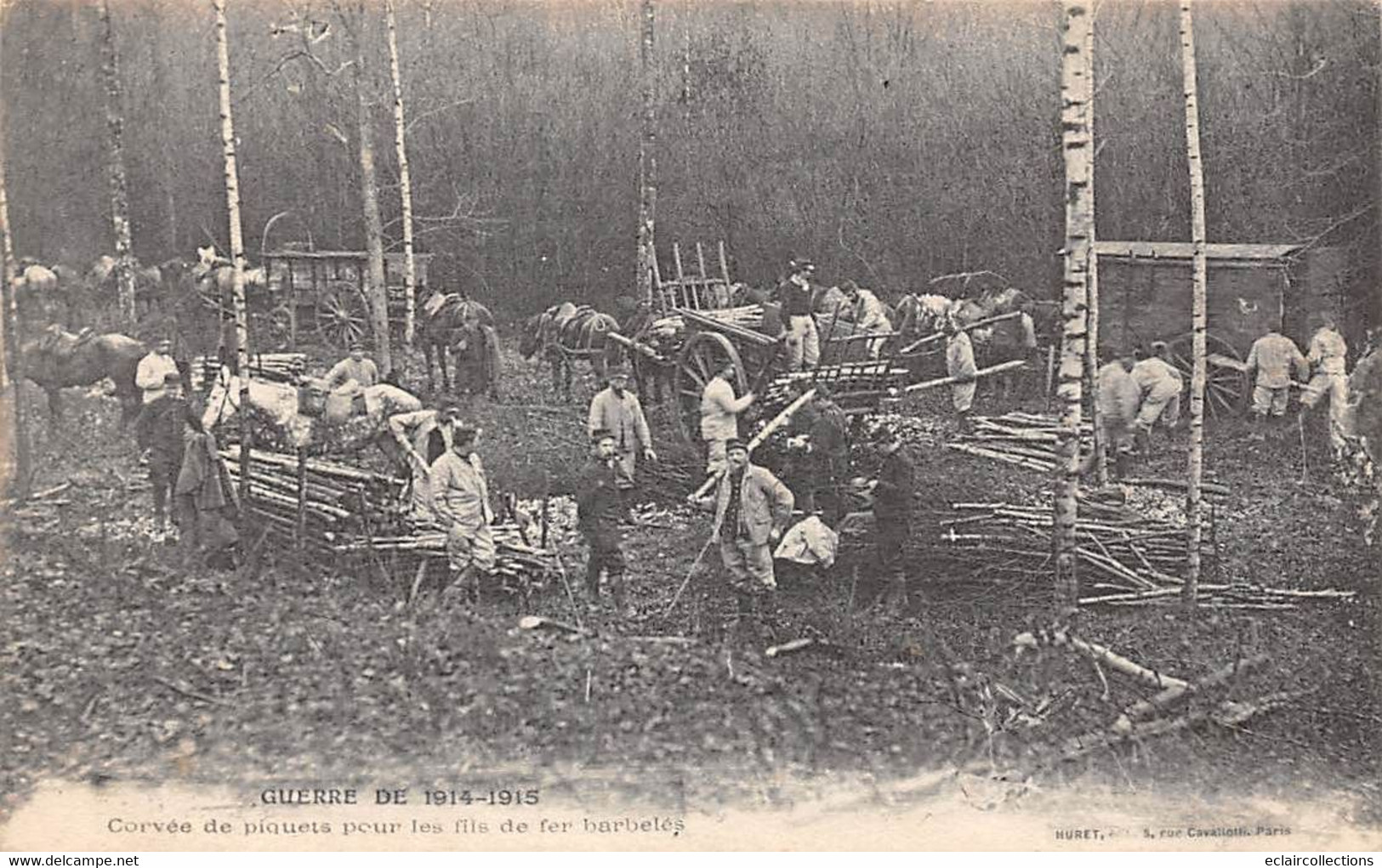 Thème:   Guerre 14/18     Corvée De Piquets Pour Fils De Fer Barbelés0          ( Voir Scan) - Oorlog 1914-18