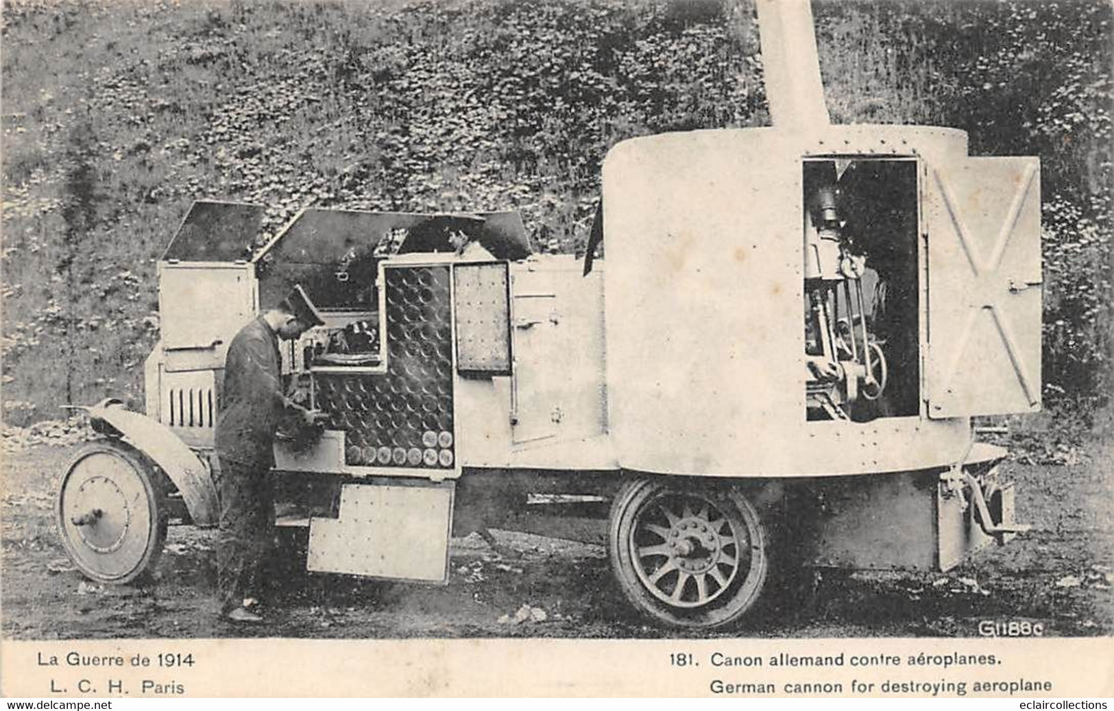 Thème:   Guerre 14/18    Matériel    Canon Allemand Contre Aéroplane            ( Voir Scan) - Materiaal