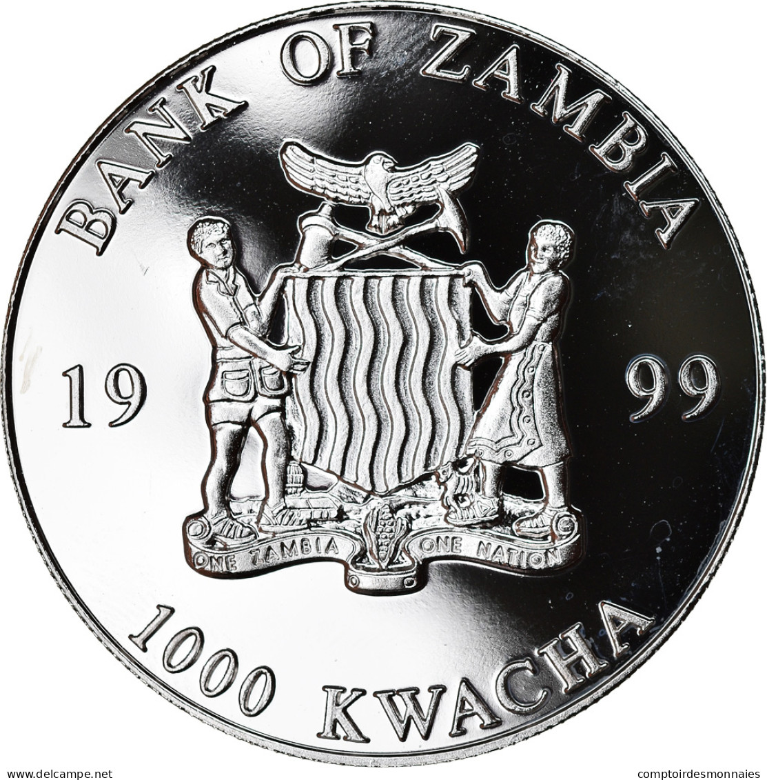 Monnaie, Zambie, 1000 Kwacha, 1999, British Royal Mint, SPL, Silver Plated - Zambia