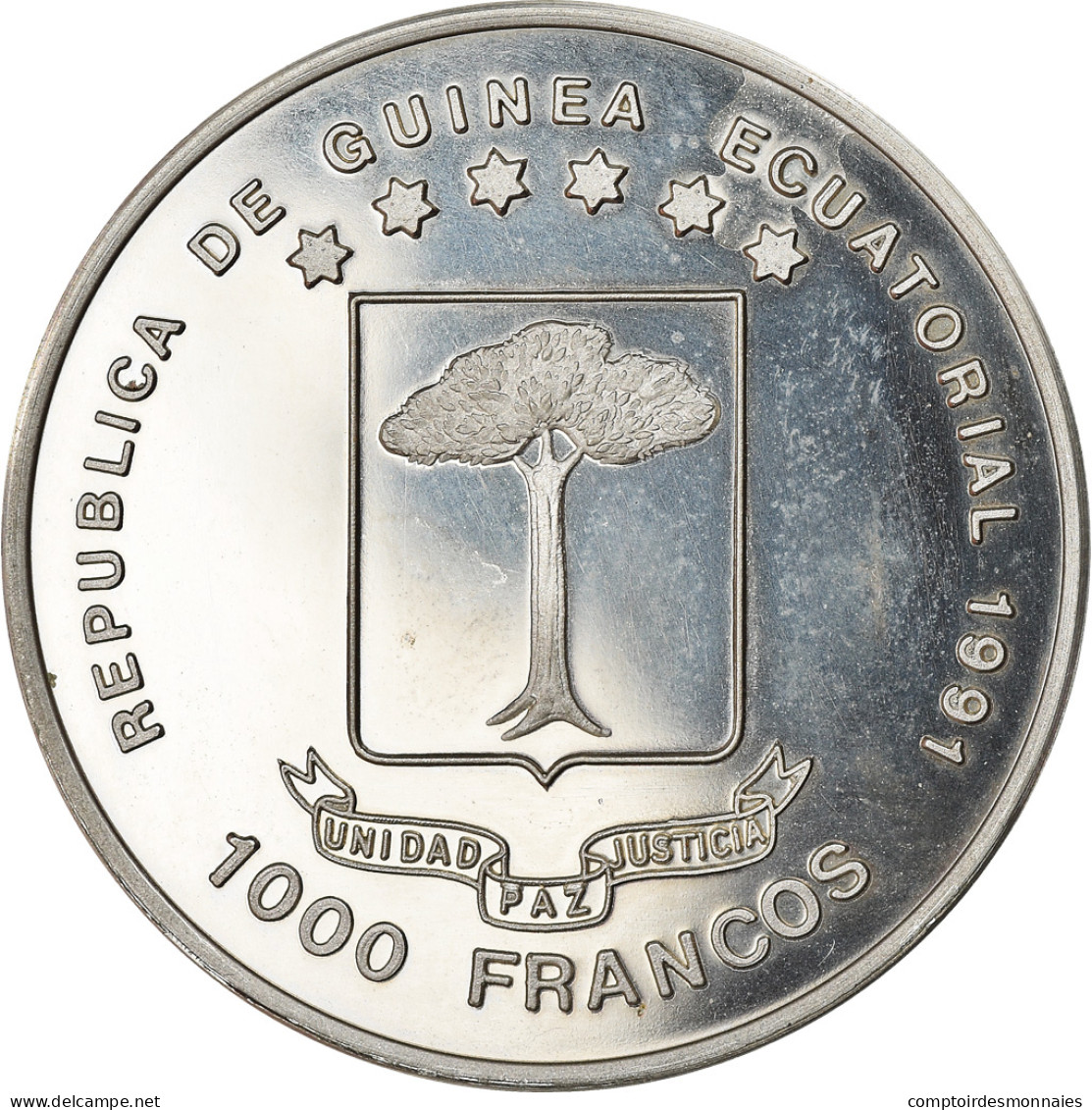Monnaie, Equatorial Guinea, 1000 Francos, 1991, Proof, SPL, Copper-nickel, KM:68 - Equatoriaal Guinea