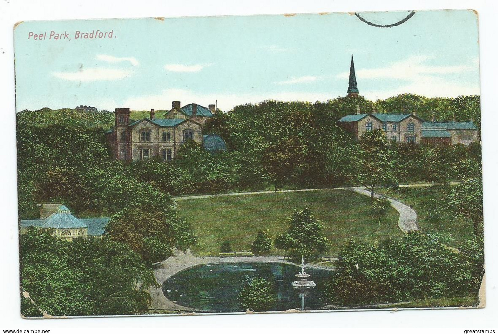 Yorkshire Bradford Peel Park With Squared Circle Cancel 3 Posted 1905 - Bradford