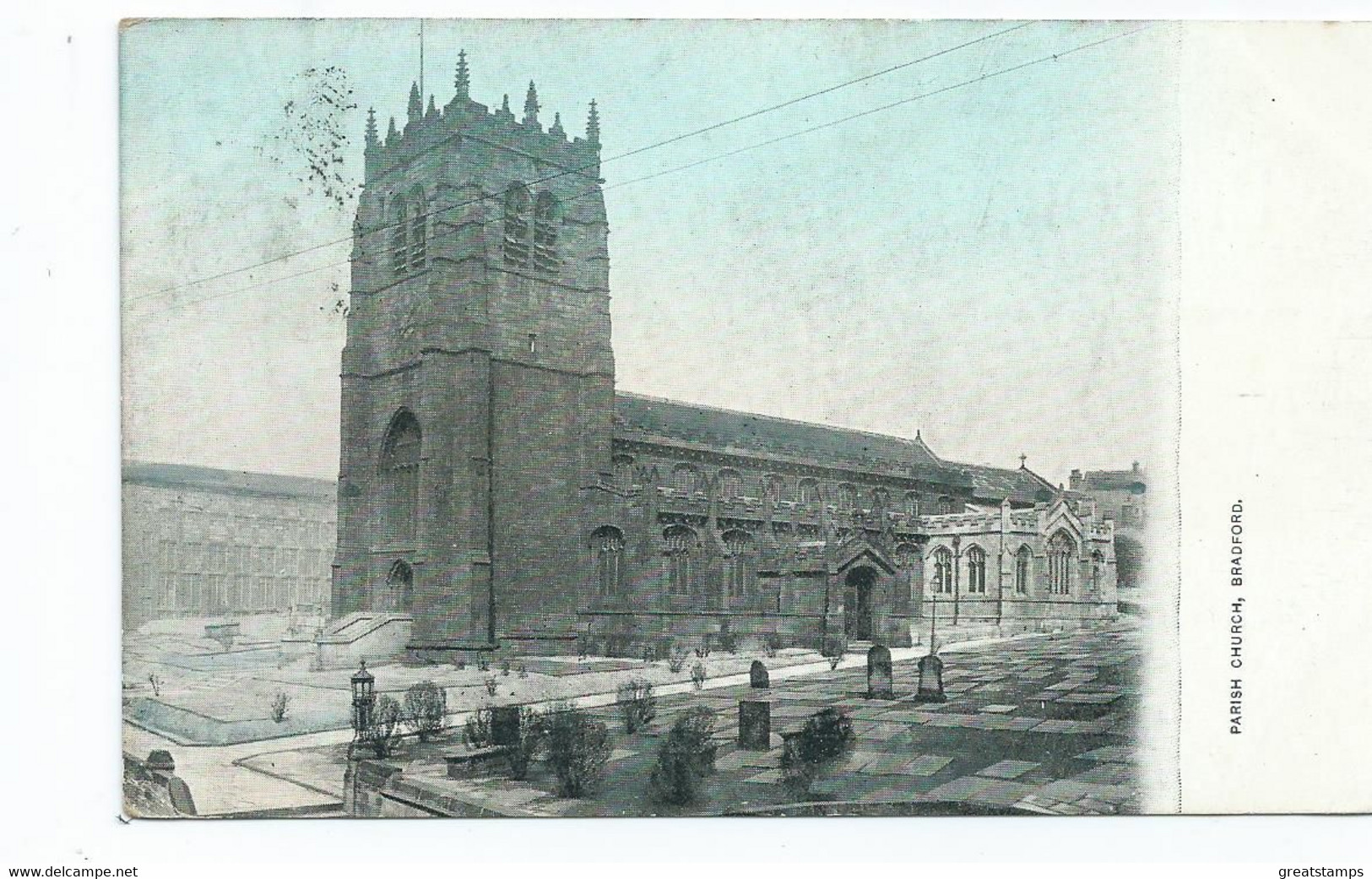 Yorkshire Bradford Parish Church  With Squared Circle Cancel  Posted 1905 - Bradford