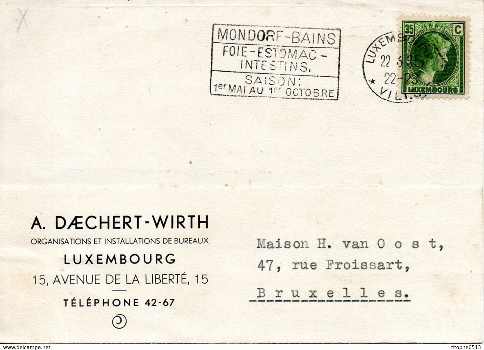 LUXEMBOURG. Flamme Sur Carte Ayant Circulé En 1935. Thermalisme à Mondorf-les-Bains. - Bäderwesen