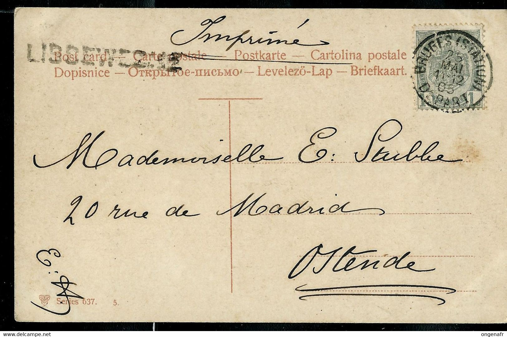 Carte Fantaisie  Obl. BRUGES (STATION) 25/05/1905 + Griffe De  LISSEWESHE - Langstempel