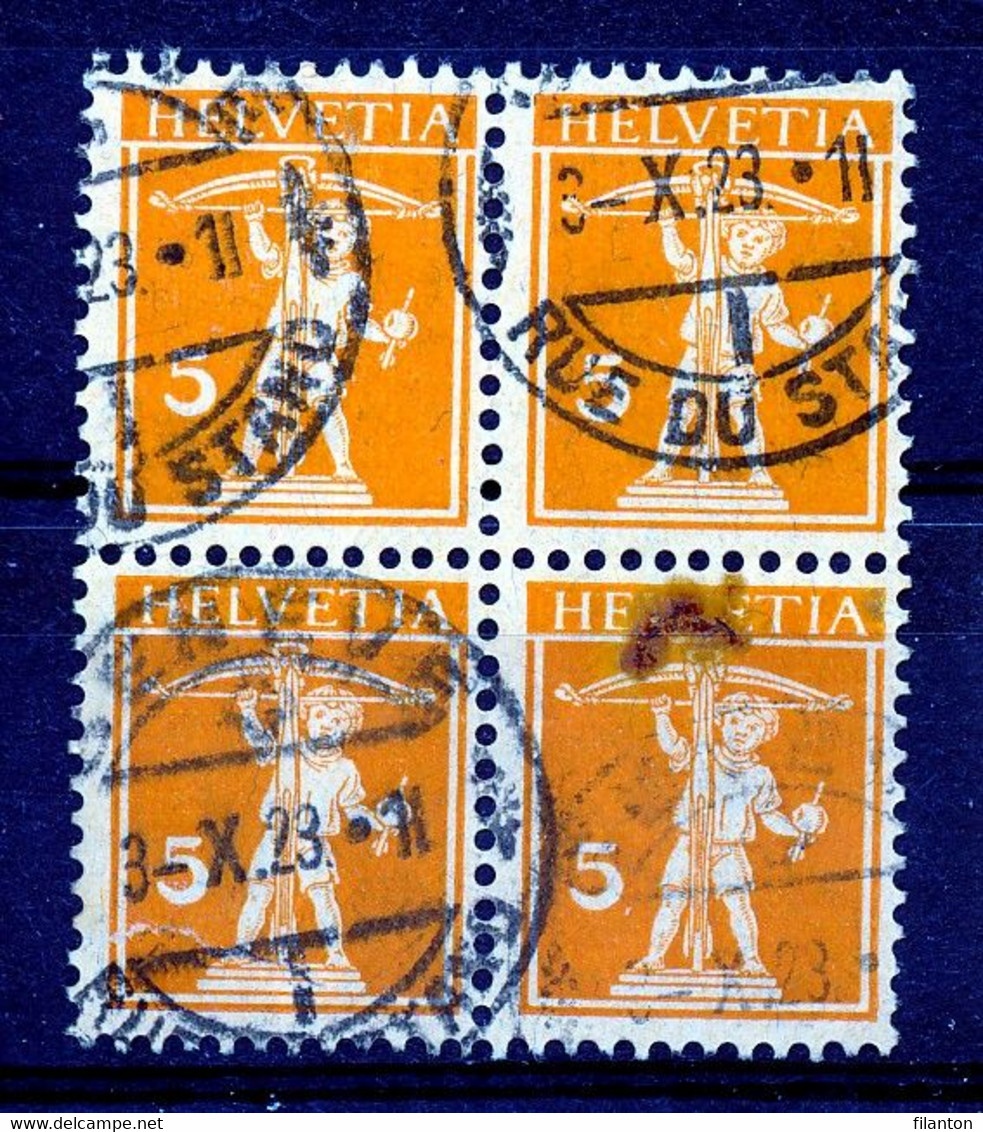 HELVETIA - Mi Nr 162 (SBK 152) - Viererblock - "GENEVE - RUE DU STAND" -  Cote SBK 28,00 CHF - (ref. 2688) - Other & Unclassified