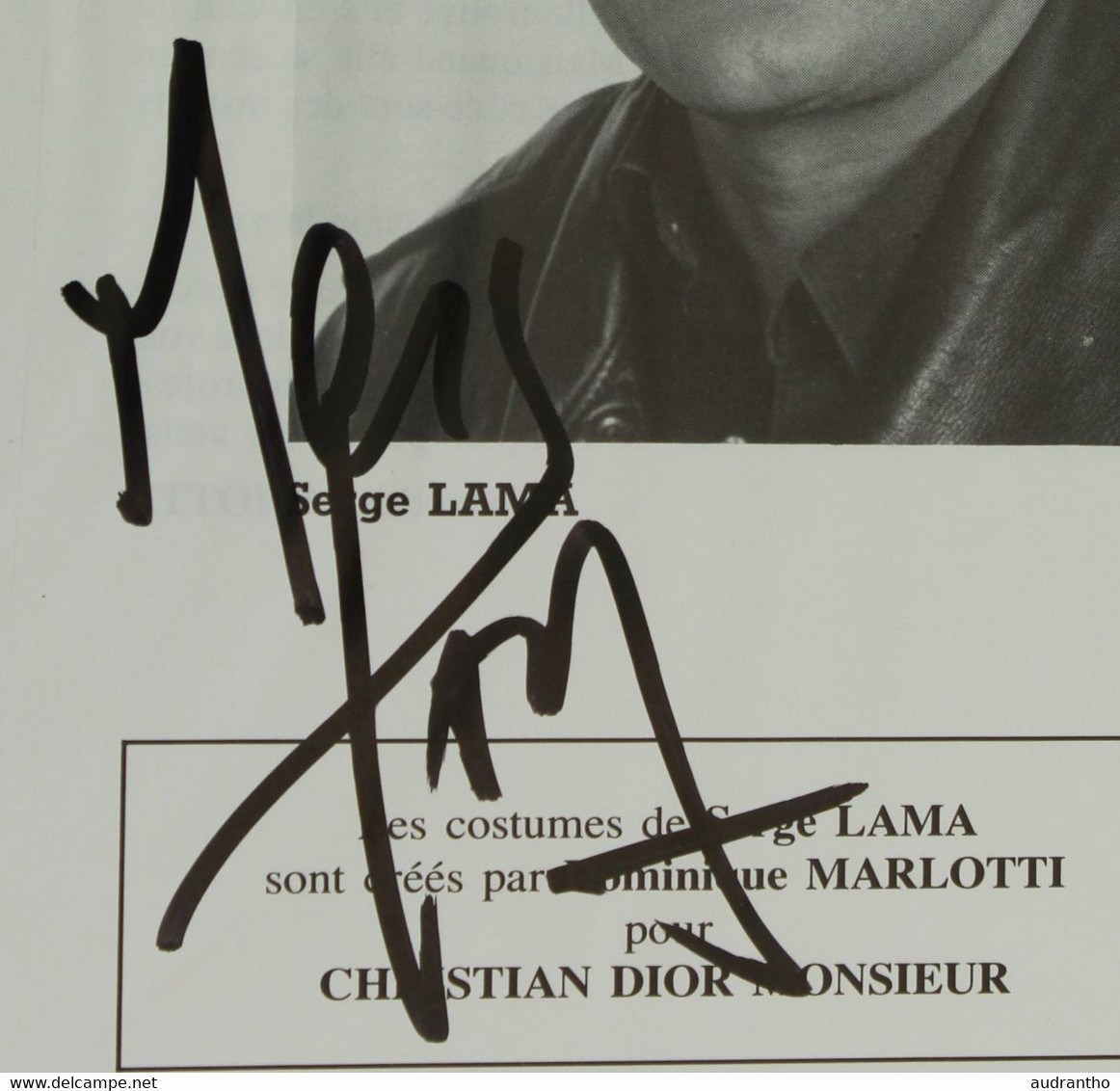 Autographe Serge Lama Spectacle 1990 La FACTURE Par FRANCOISE DORIN - Autographes