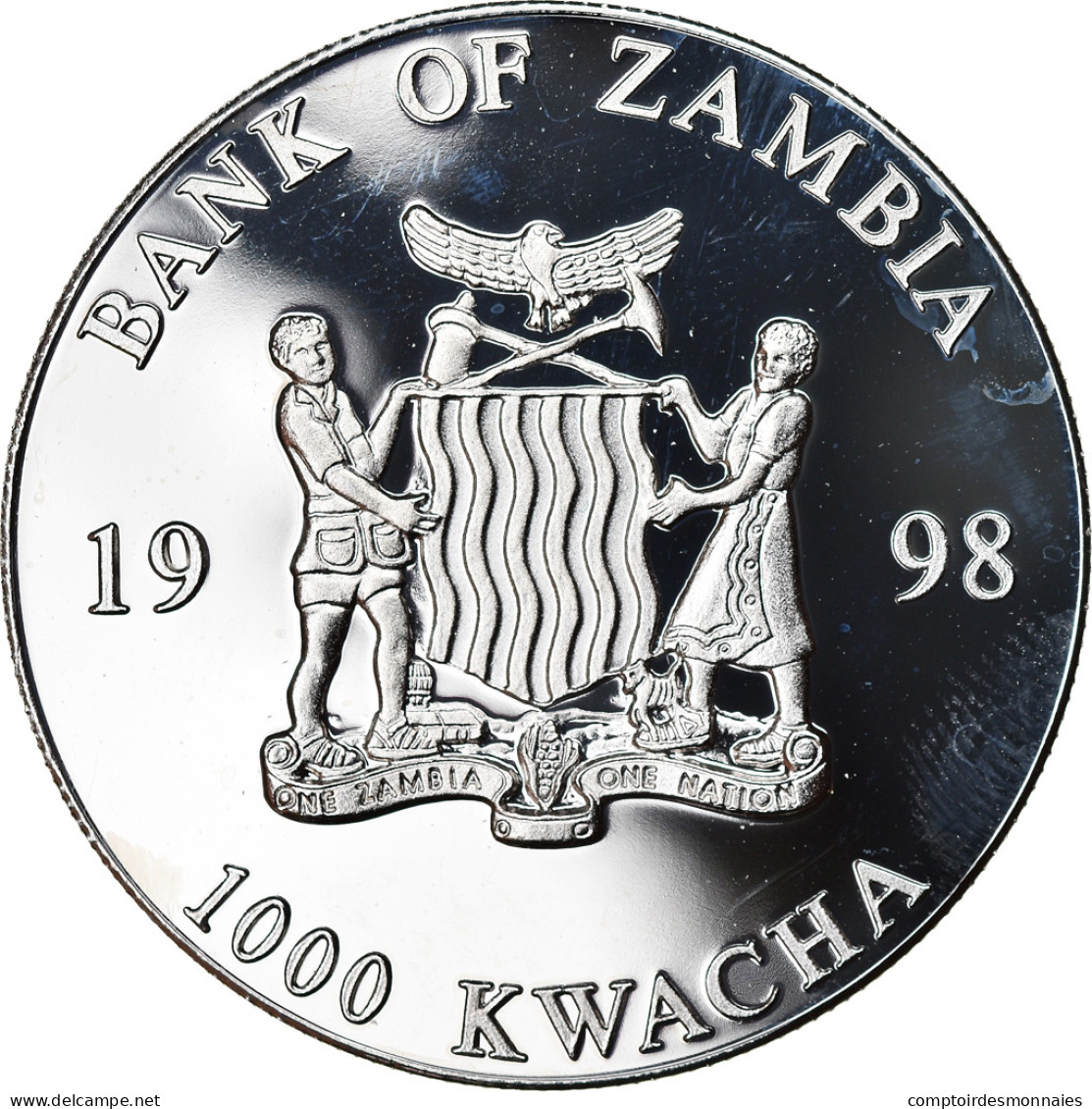 Monnaie, Zambie, 1000 Kwacha, 1998, British Royal Mint, SPL, Silver Plated - Zambie