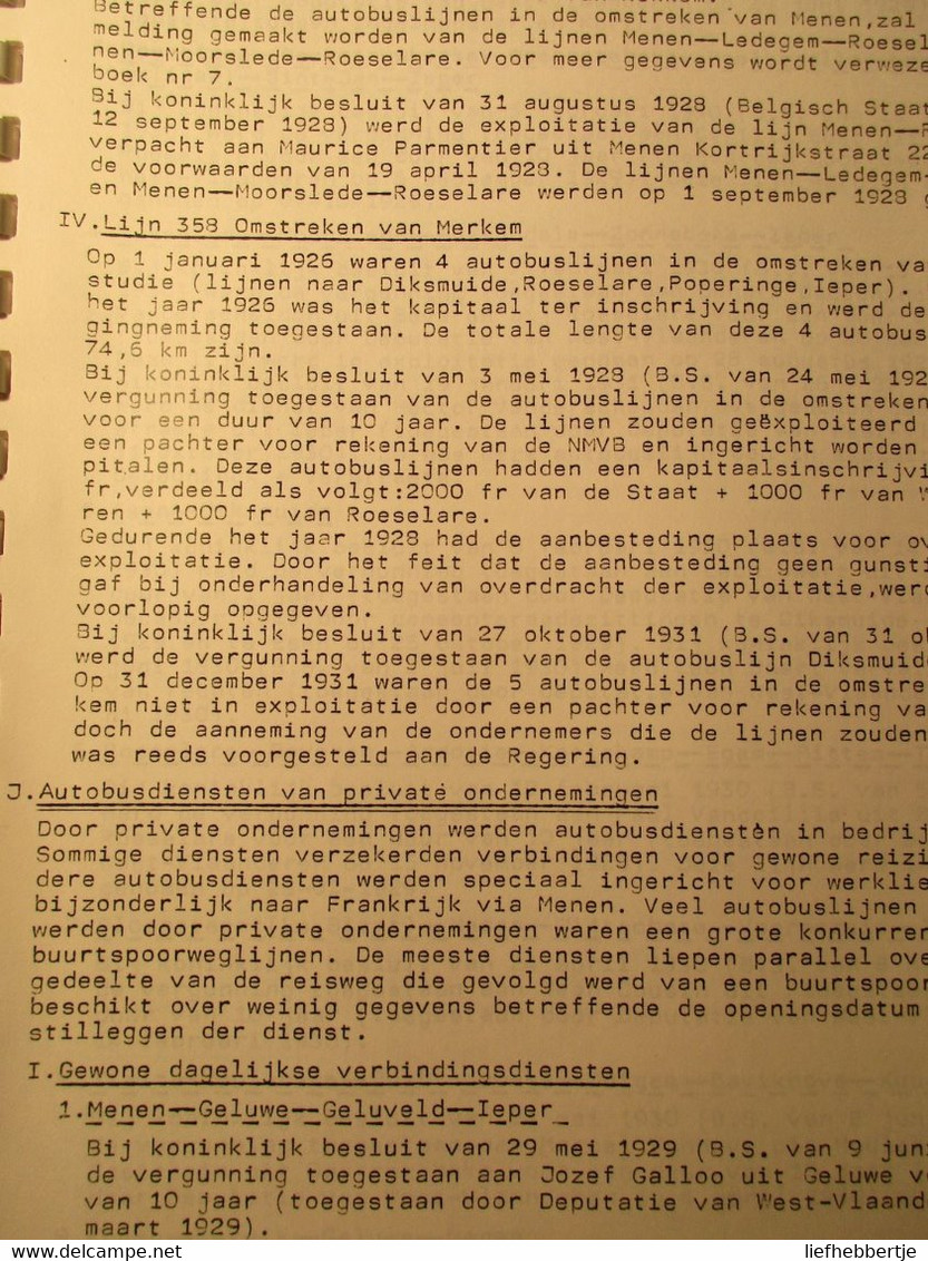 Het Openbaar Vervoer Vanaf 1919 Tot 1939 In De Streek Van ... Ieper Poperinge Roeselare Tielt - Door D. Devolder - Trein - Historia