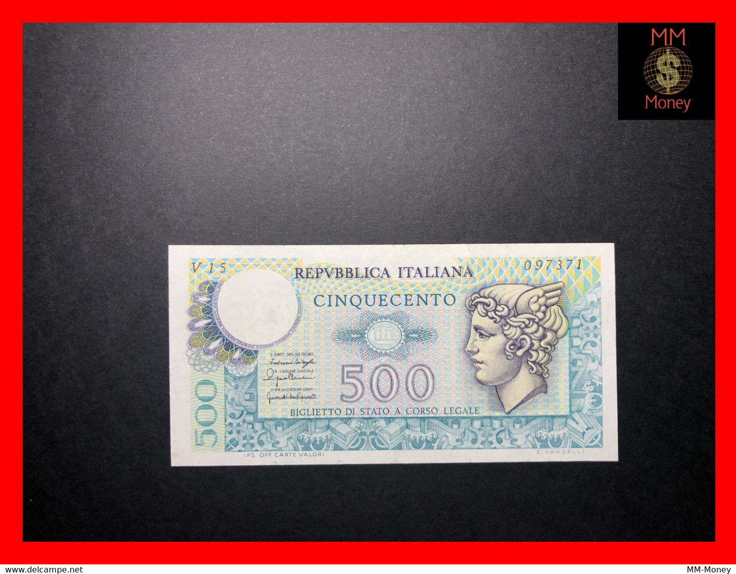 ITALY 500 Lire  20.12.1976   P.  94   Cut   VF    [MM-Money] - 500 Liras