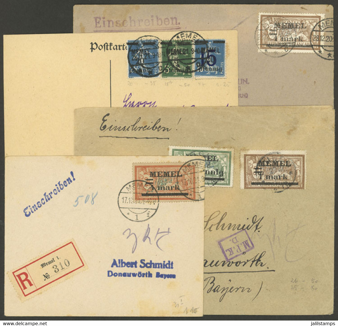 GERMANY - MEMEL: 3 Covers + 1 Card Used Between 1920 And 1922, Very Nice, Low Start! - Other & Unclassified