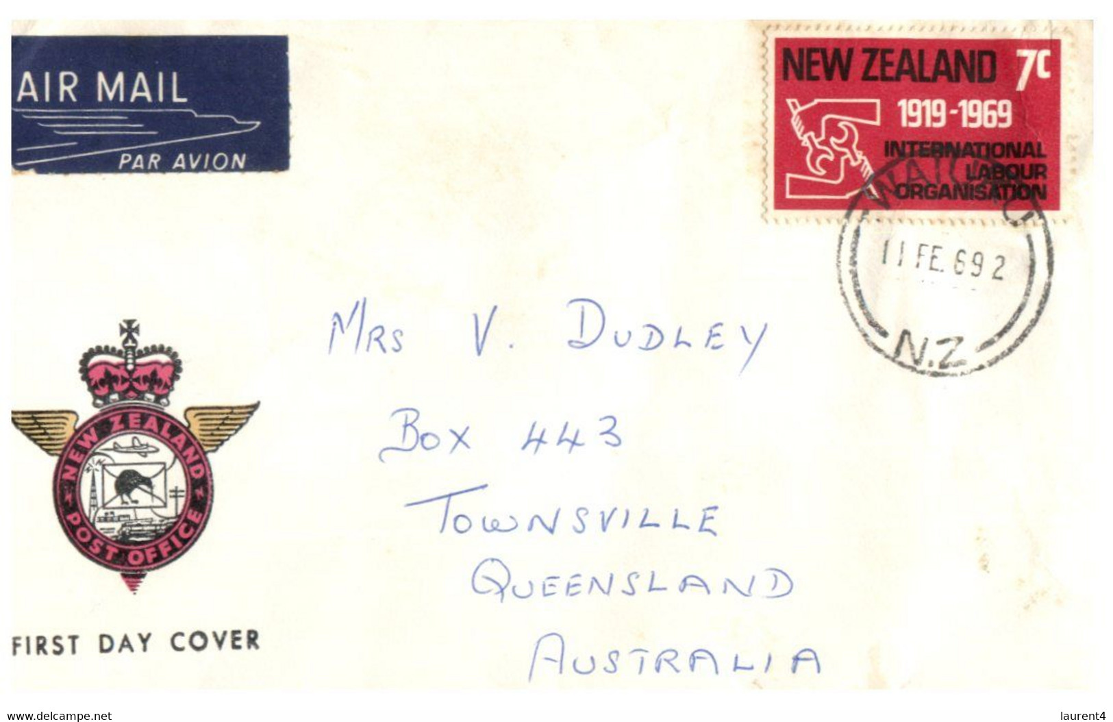 (Q 19) New Zealand Cover - Posted To Australia (1969) Labor ILO - Covers & Documents