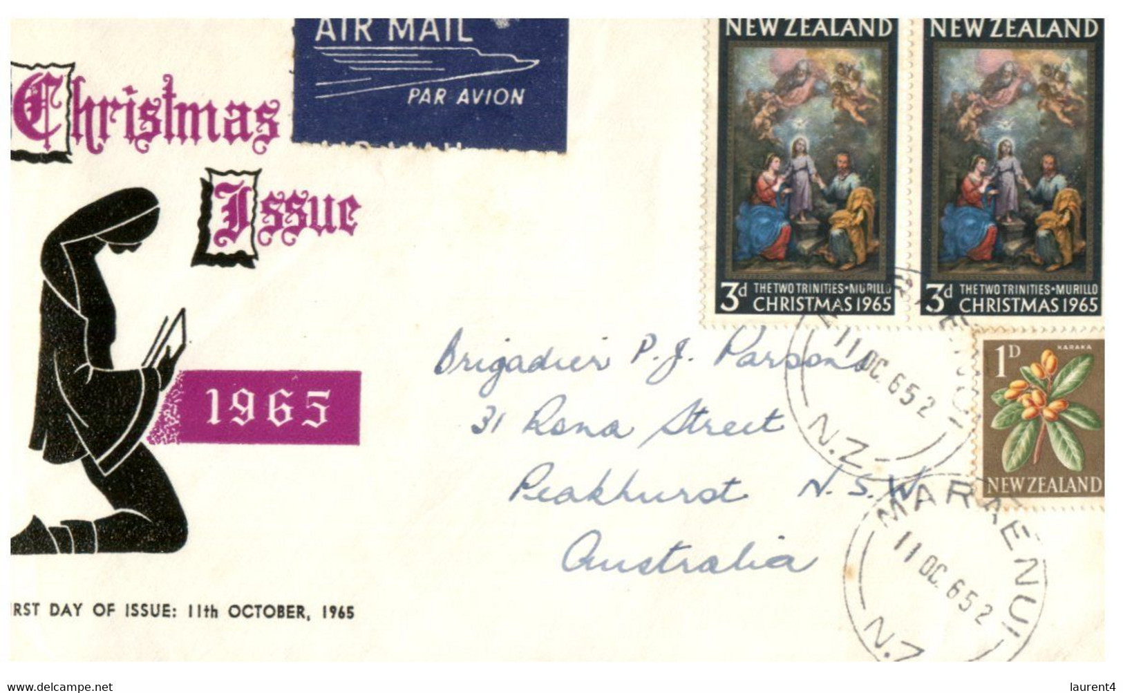 (Q 19) New Zealand Cover - Posted To Australia (1965) Christmas - Covers & Documents