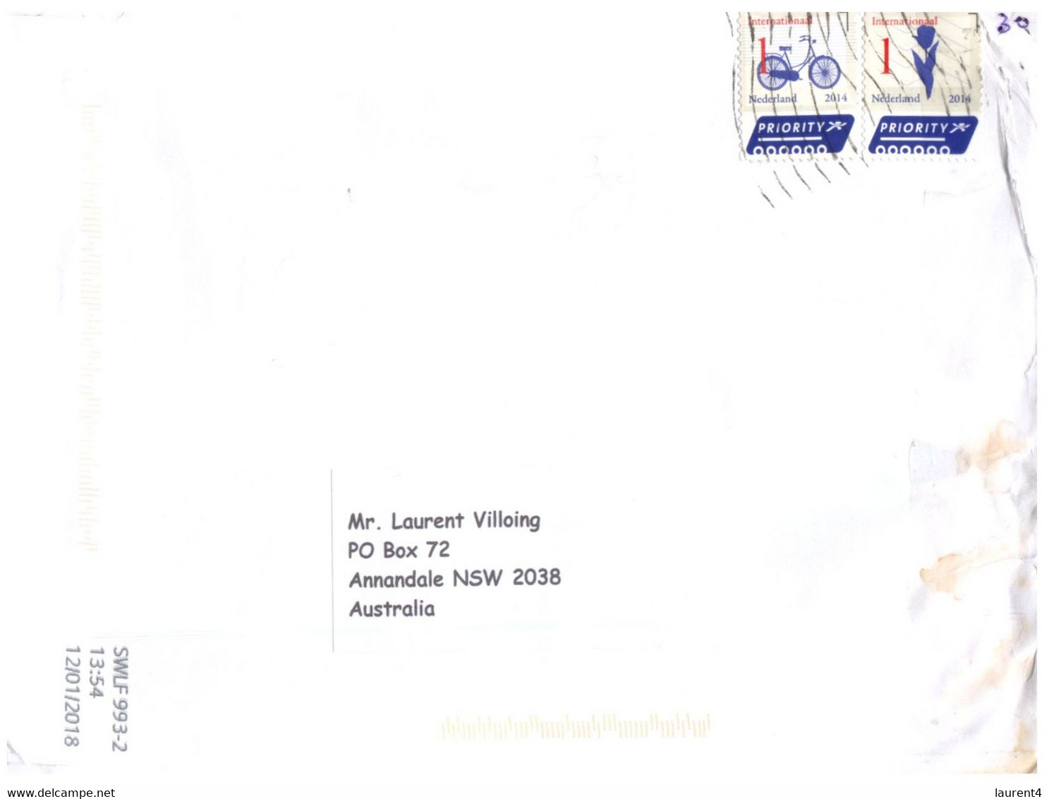 (Q 20 A Side)  Netherlands To Australia - Posted Cover - Open For Inspection - Border Force Leaflet - Storia Postale