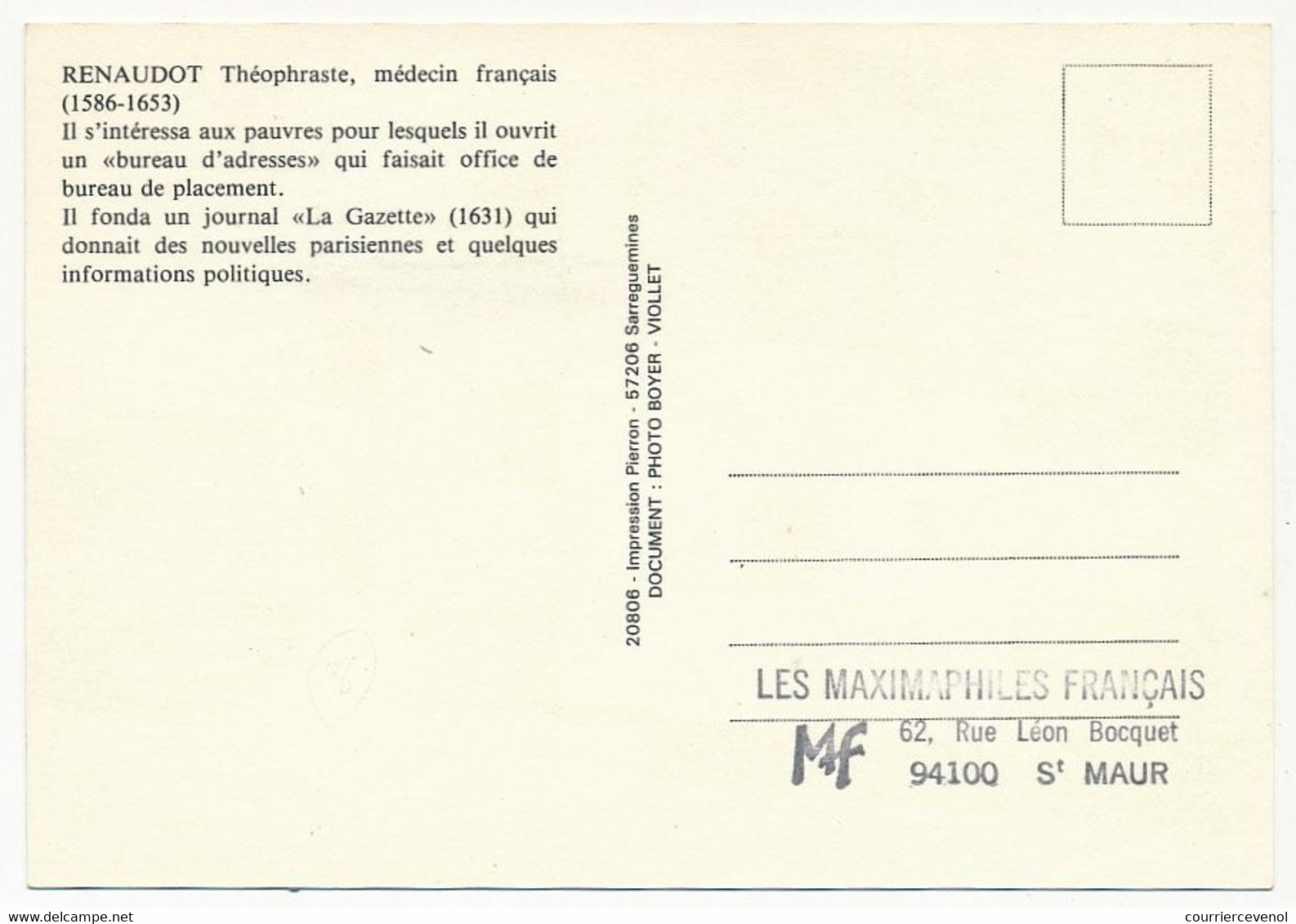 FRANCE - 2 Cartes Maximum - 2,20 Presse Et Imprimerie Libres - Théophraste Renaudot Et De Girardin - 30 Mai 1981 - 1960-1969