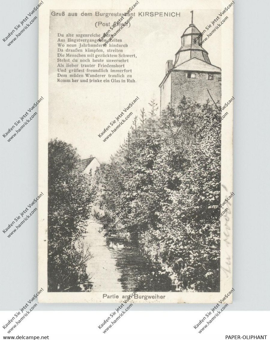 5358 BAD MÜNSTEREIFEL - KIRSPENICH, Burgrestaurant, Partie Am Burgweiher, 191... - Bad Muenstereifel