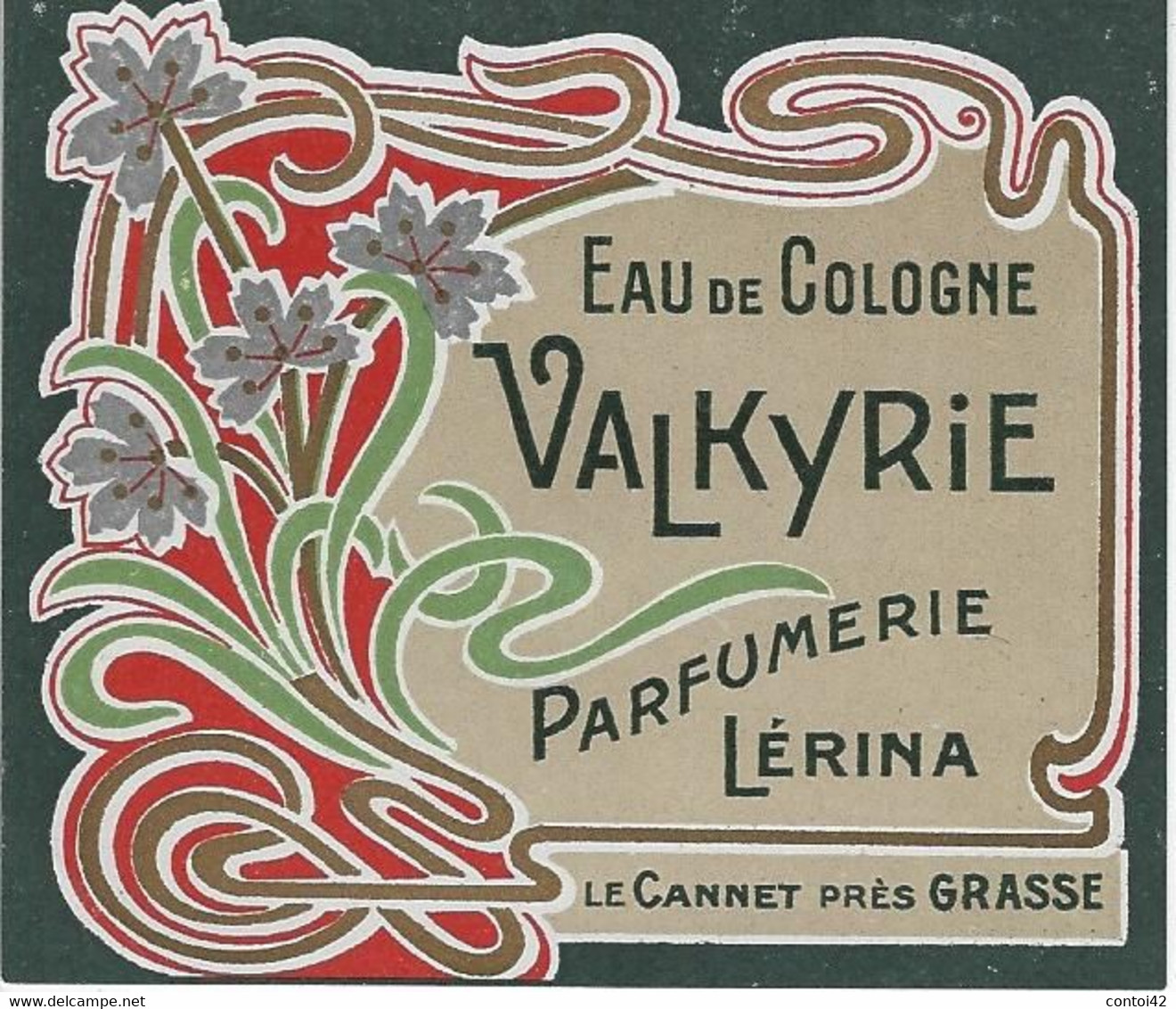 06 LE CANNET DES MAURES GRASSE ETIQUETTE ANCIENNE EAU DE COLOGNE VALKYRIE PARFUMERIE LERINA PUBLICITE - Labels