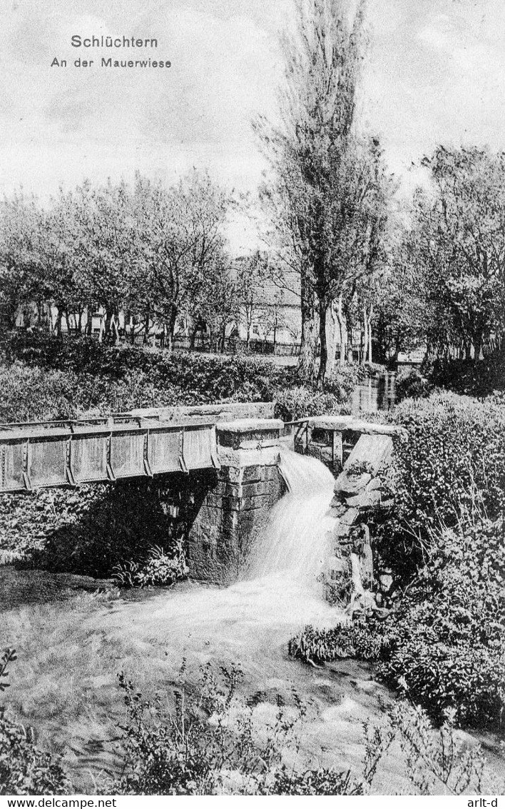 DC4130 - Ak Schlüchtern Im Main Kinzig Kreis, An Der Mauerwiese, Fluss, Brücke - Schluechtern