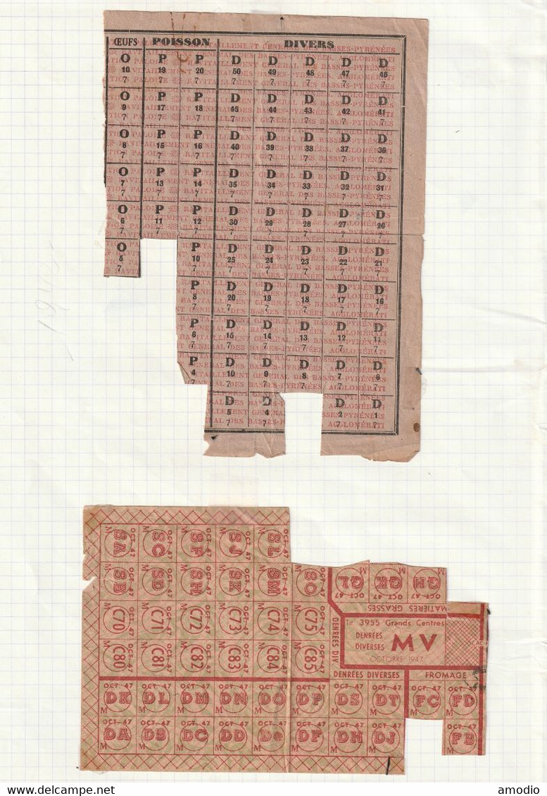 France Tickets De Rationnement Textiles Lasseube 1942, Aliments, Denrées Diverses 1947    3 Scans - Documenti Storici