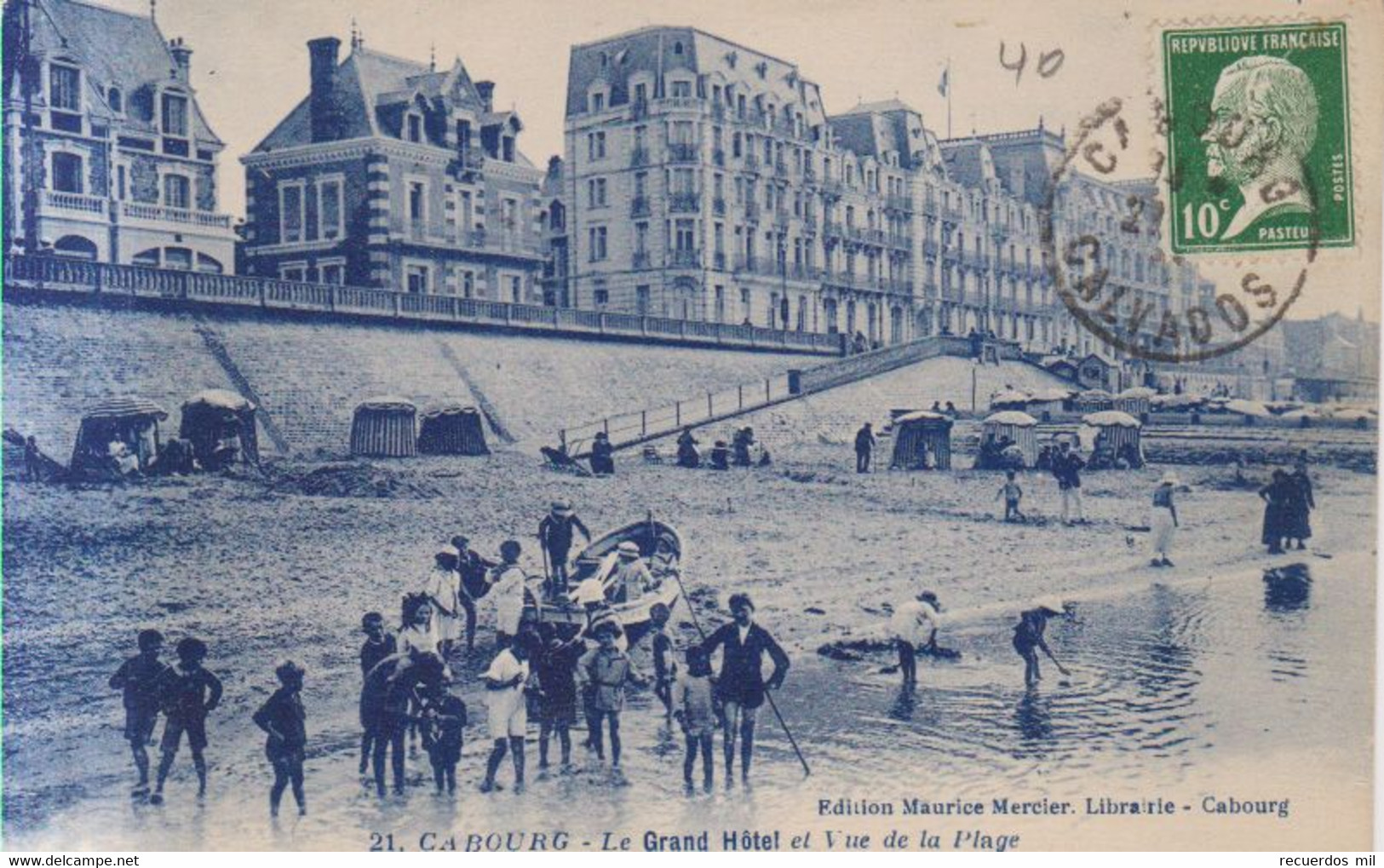Cabourg Le Grand Hotel Et La Plage   1922 Carte Postale Animee - Cabourg