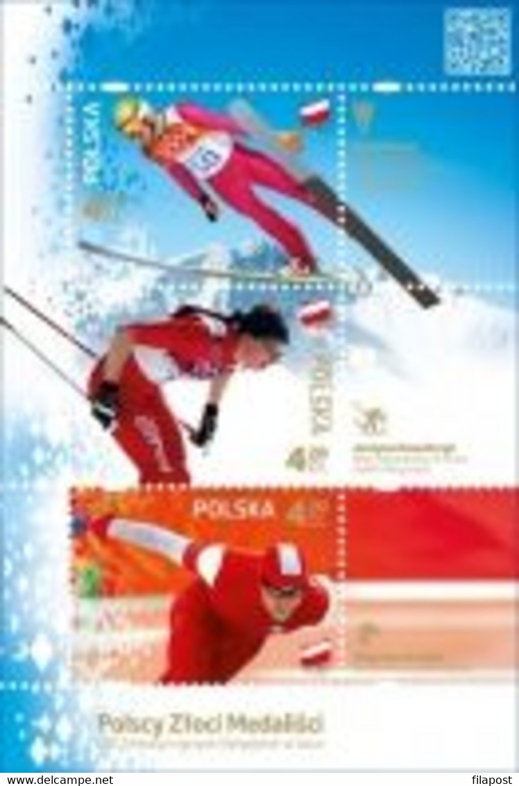 Poland 2014 Mi Bl. 225 Sochi Winter Olympics Medalist Kowalczyk Stoch Brodka Souvenir Sheet MNH** - Winter 2014: Sochi