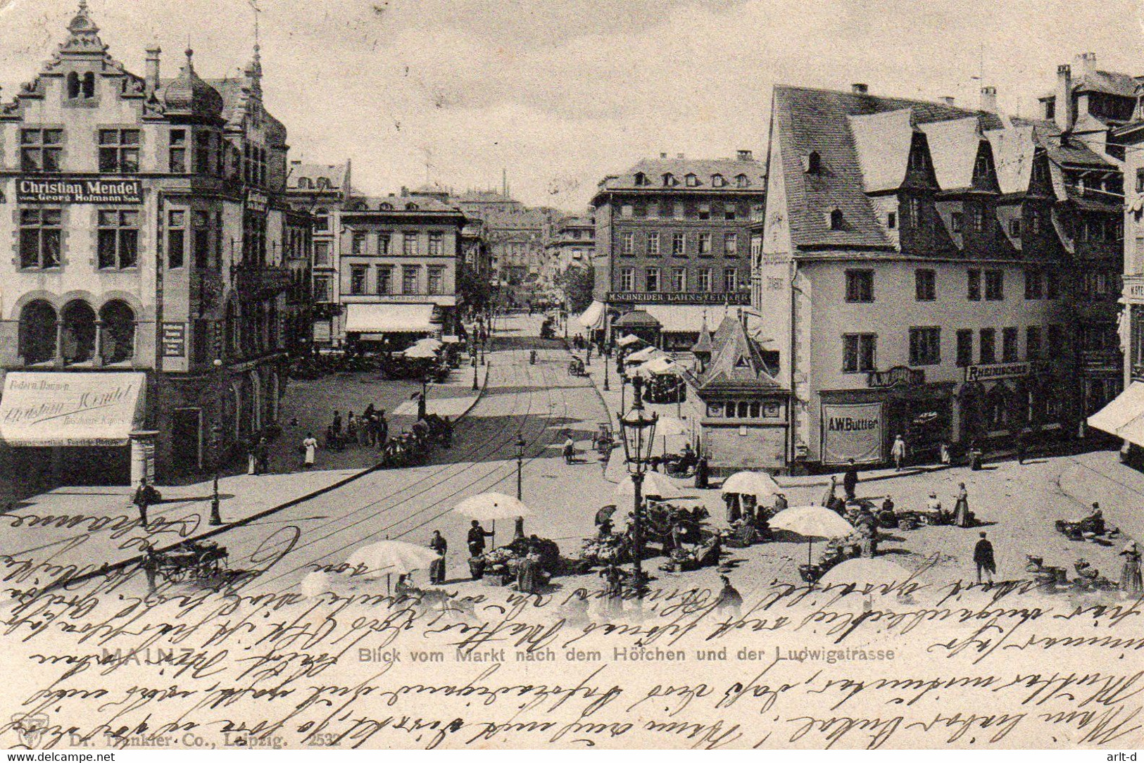 DC4137 - AK Mainz - Blick Vom MArkt Nach Dem Höfchen Und Der Ludwigstrasse - Mainz