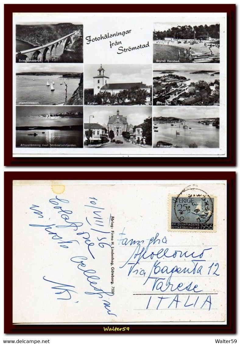 1956 Sweden Sverige Schweden Postcard Multiview Stromstad Mailed To Italy Ak - Andere & Zonder Classificatie