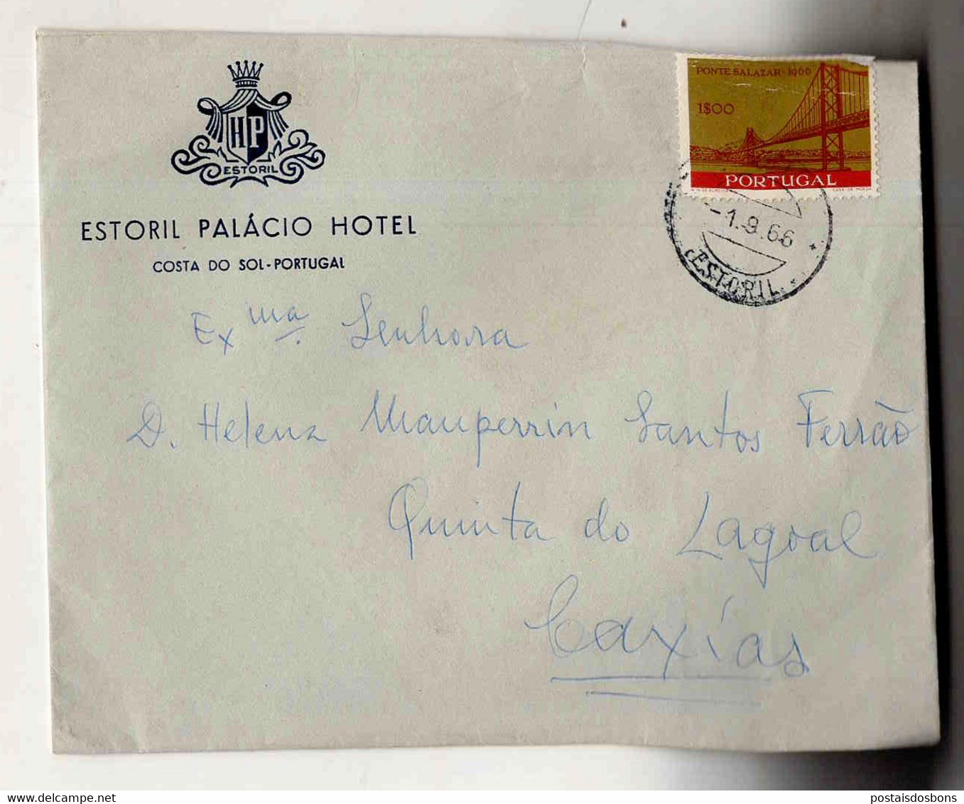 Cx15 19) Portugal 1966 1$00 Ponte Salazar EStoril Palácio Hotel > Esposa Do Governador De Moçambique Caxias - Sonstige & Ohne Zuordnung