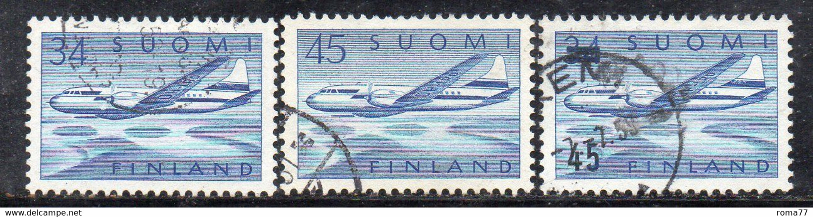 APR2962 - FINLANDIA 1959, Posta Aerea Unificato N. 5/6+7  Usati (2200M) - Usados