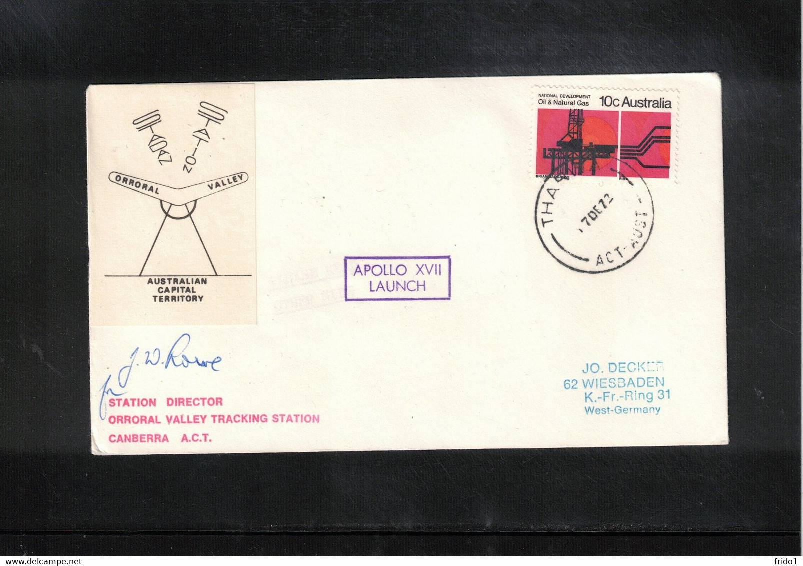 Australia 1972 Space / Raumfahrt Apollo 17 Stadan Station Orronal Valley Interesting Signed Letter - Océanie