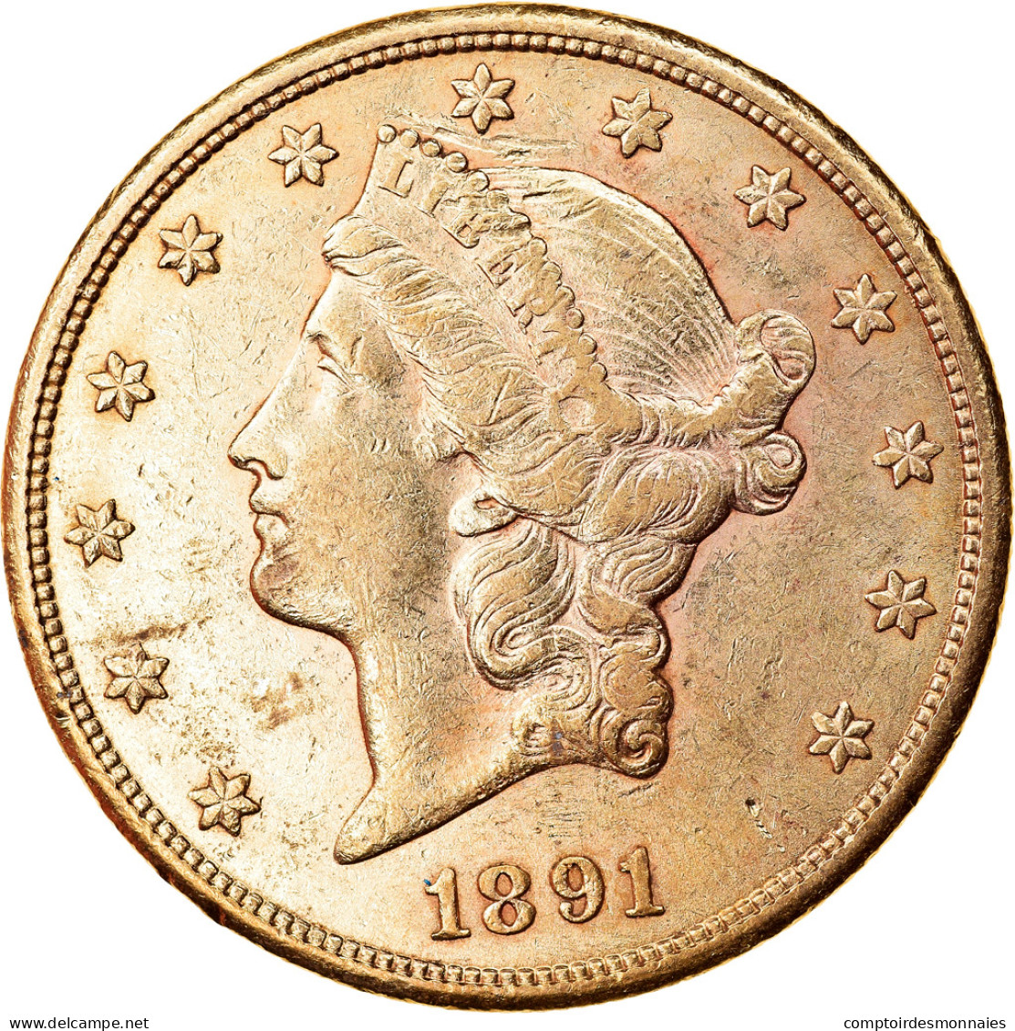 Monnaie, États-Unis, Liberty Head, $20, Double Eagle, 1891, U.S. Mint, San - 20$ - Double Eagles - 1877-1901: Coronet Head