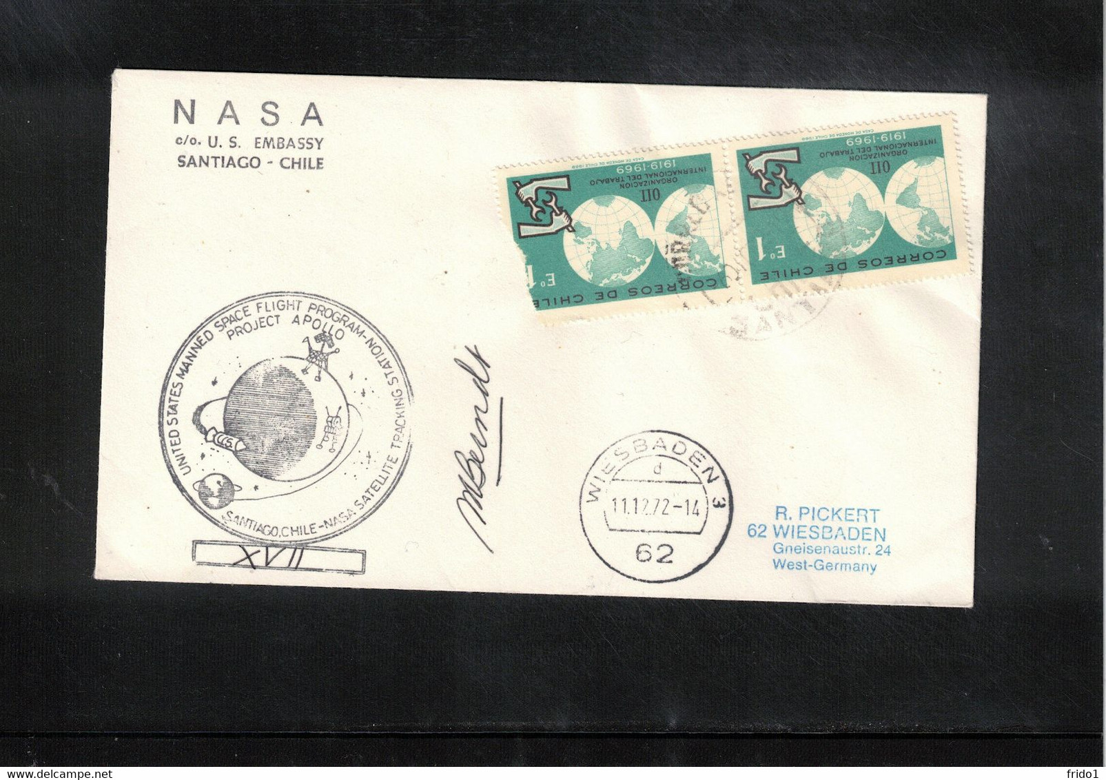 Chile 1972 Space / Raumfahrt Apollo Project Tracking Station Santiago De Chile Interesting Signed Letter - América Del Sur