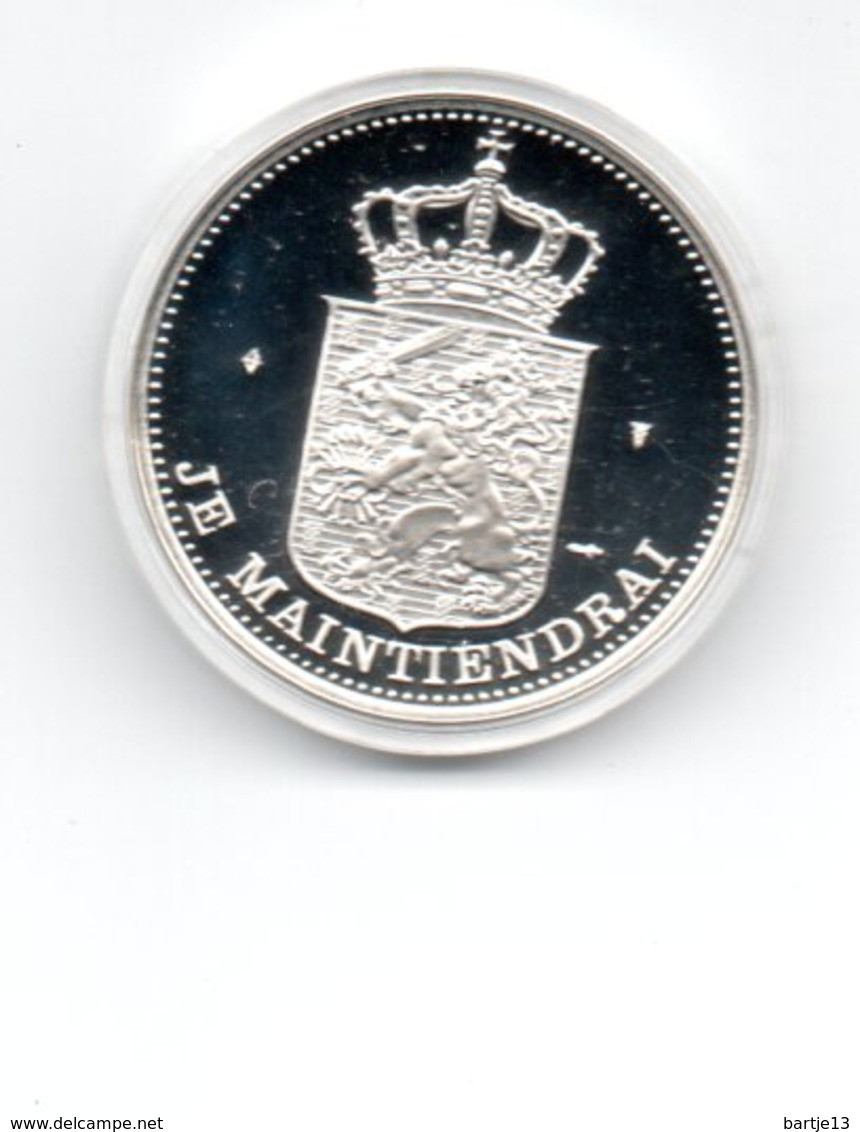 NEDERLAND PENNING WILHELMINA ZILVER PROOF 25 GRAM JE MAINTIENDRAI - Handelswährungen