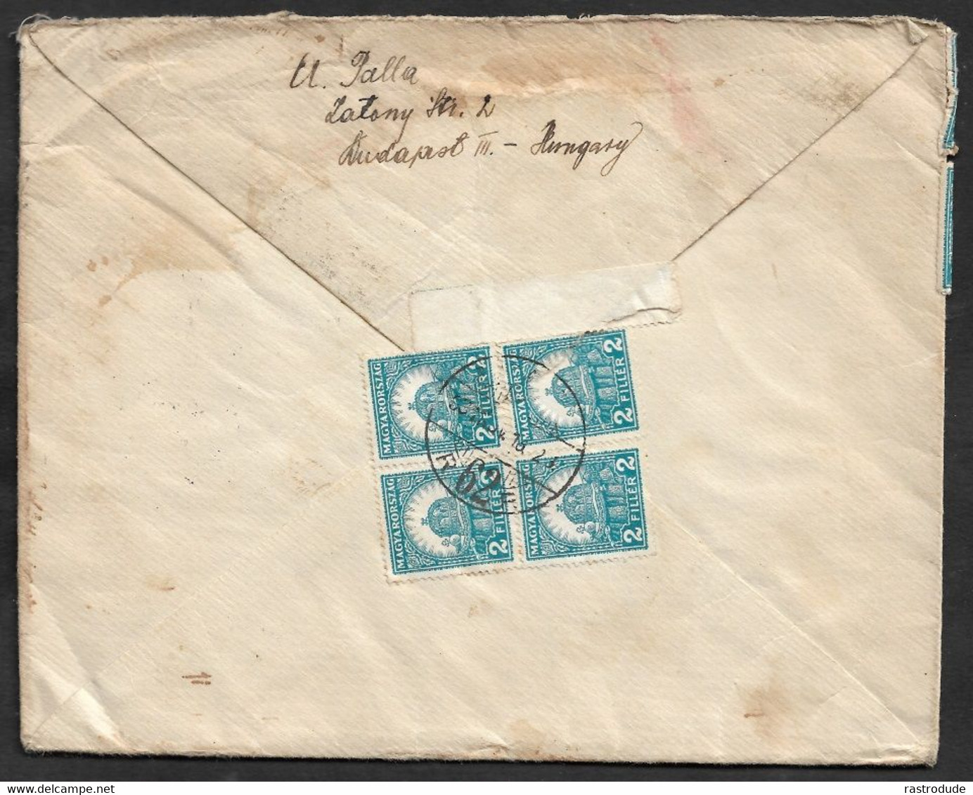 1926 31 NOV HONGRIE HUNGARY UNGARN - 2Fi (20) Yv. 380 LETTER TO HASTINGS, GB - Briefe U. Dokumente