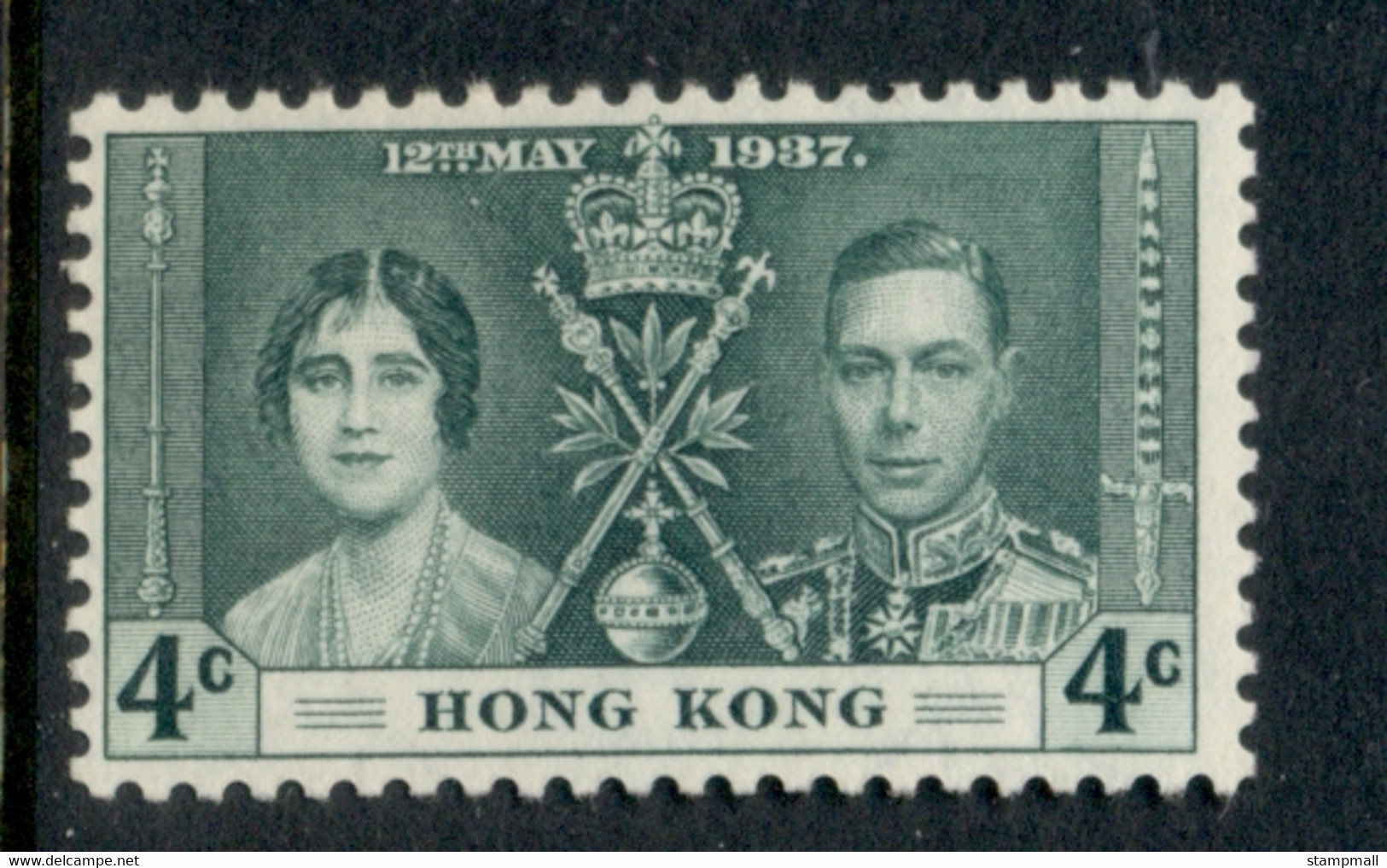 Hong Kong 1937 Coronation 4c MLH - Unused Stamps