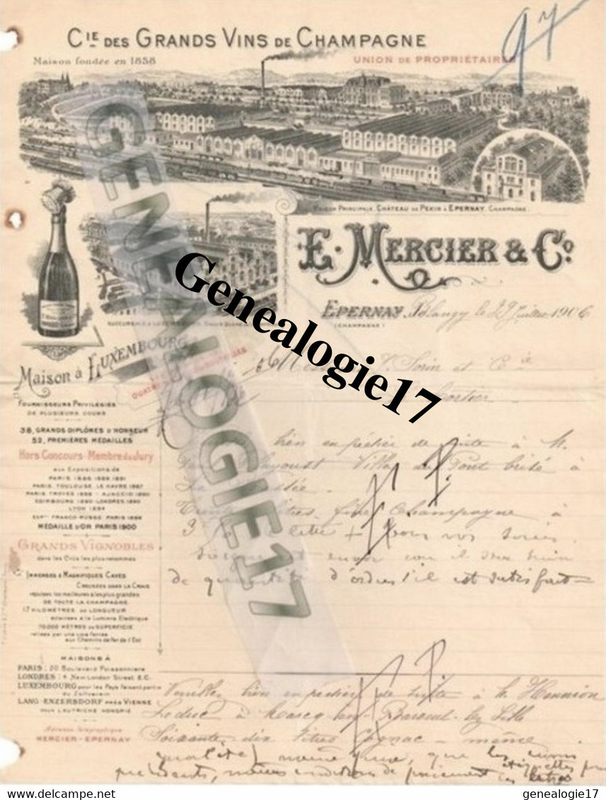 51 0059 EPERNAY PLANGY Champagne E. MERCIER Maison à LUXEMBOURG 1906 Dest SORIN Maison Chateau De Pekin à EPERNAY - Mercier