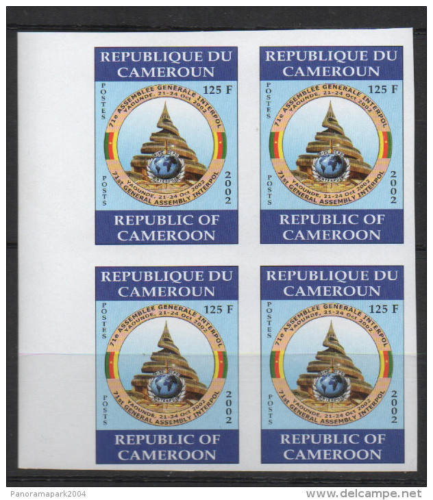 Cameroun Cameroon Kamerun 2002 Mi. 1248 Imperf Ungezähnt Non Dentelé 71e Assemblée INTERPOL Yaoundé Bloc De 4 Block Of 4 - Cameroun (1960-...)