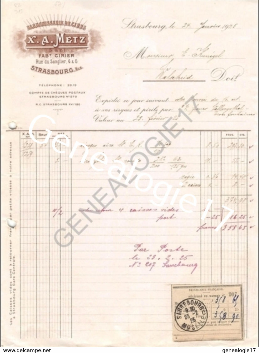 67 0663 STRASBOURG  STRASSBURG  BAS RHIN ALSACE 1907 Tabak Ciagrren  B. MOELLER Et  MUND - Tabac Des Manufacture De - Documents