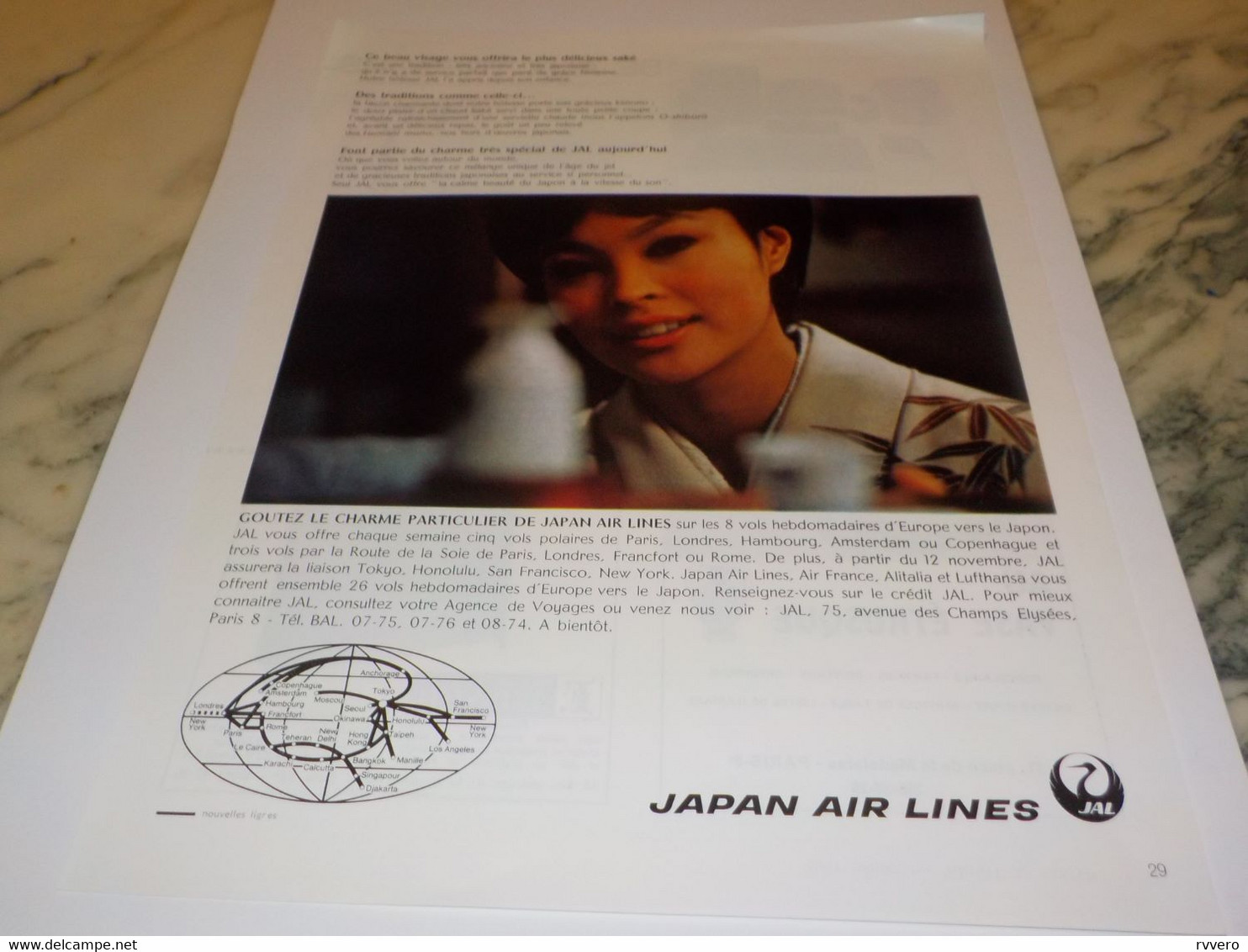ANCIENNE PUBLICITE  LE CHARME JAPAN AIR LINES 1966 - Pubblicità