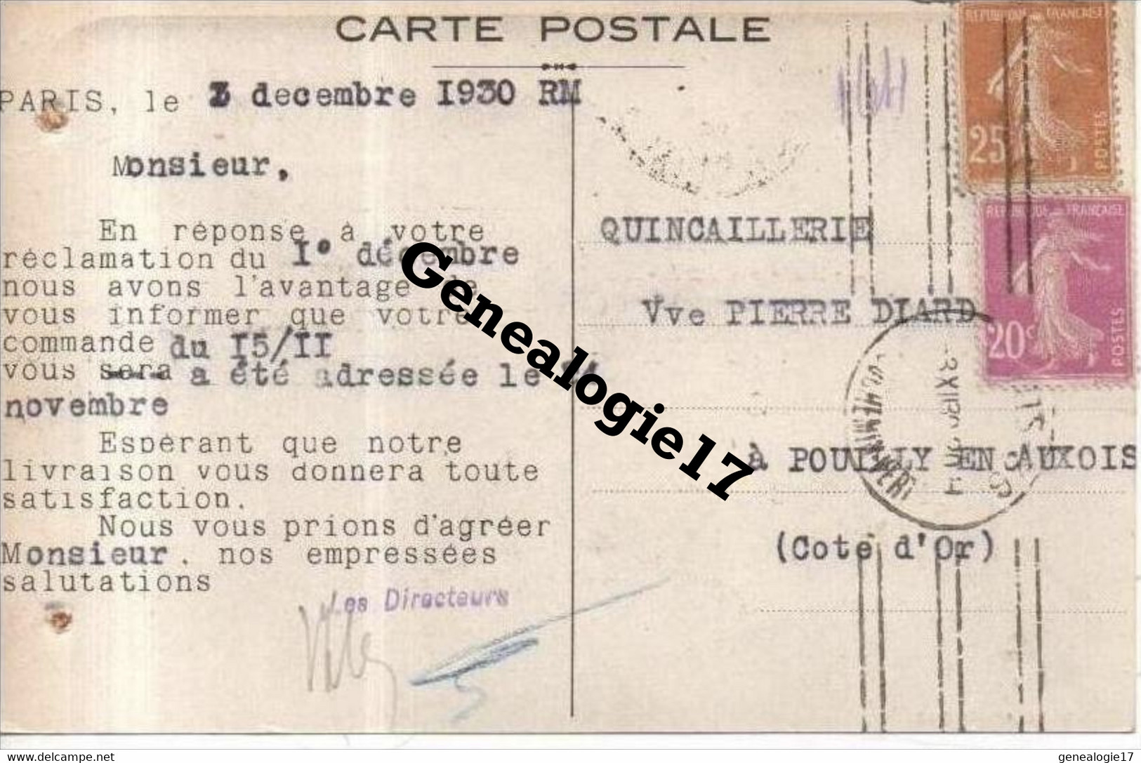 75 05963 PARIS 1930 LA TOLERIE INDUSTRIELLE H. BERTRAMS 65 Rue Chemin Vert à DIARD - Mercanti