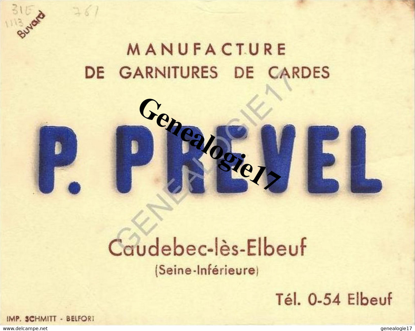 76 0535 CAUDEBEC LES ELBEUF SEINE INFERIEURE Buvard Manufacture De Garnitures De Gardes P. PREVEL - P