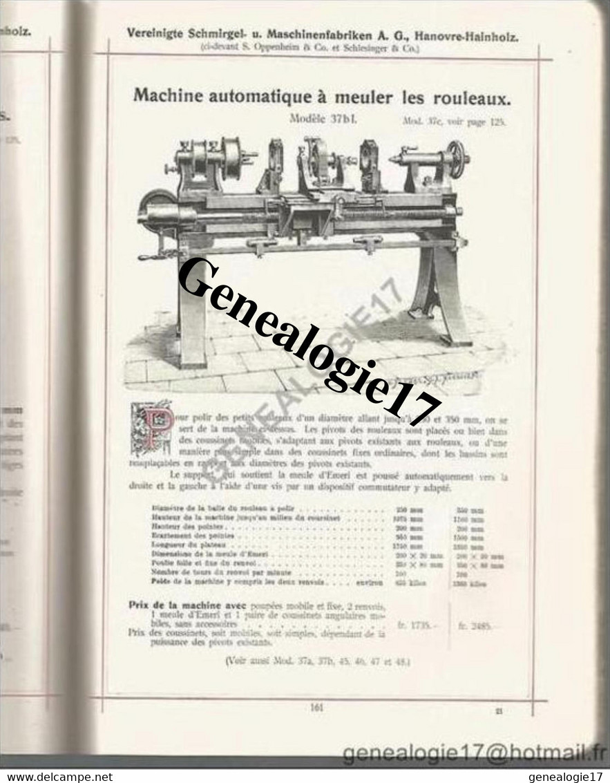 96 1076 ALLEMAGNE DEUTSCHLAND HANNOVER HAINHOLZ HANNOVRE S. OPPENHEIM Et  SCHLESINGER Meules Emeri  FONDERIE - Autres & Non Classés