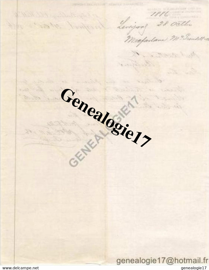 96 0989 ANGLETERRE ENGLAND LIVERPOOL 1886 GEO GRAY MAC FARLANE And Co De GLASCOW Et MAC CRINDELL Agent J.D SPRECKELS BRO - United Kingdom