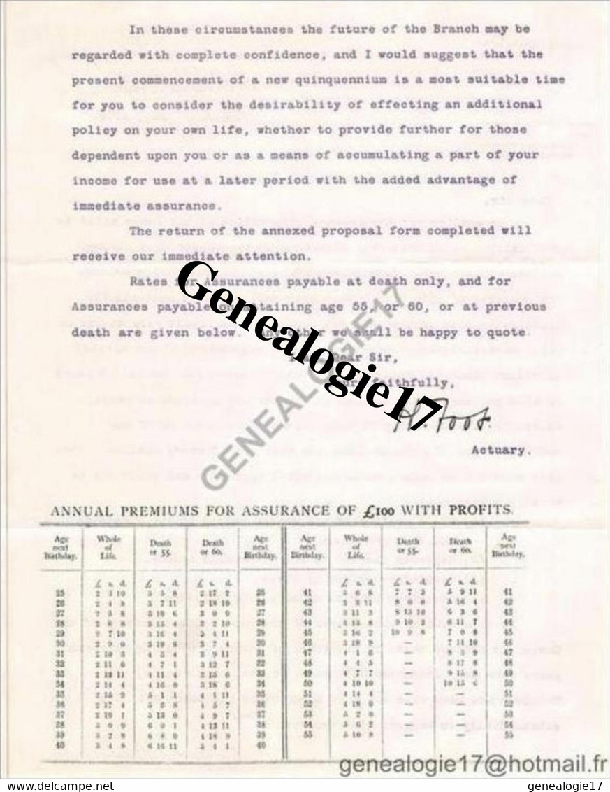 96 0928 ANGLETERRE ENGLAND LONDRES LONDON 1906 THE NOTHERN ASSURANCE SOMPANY Morgate Street - United Kingdom