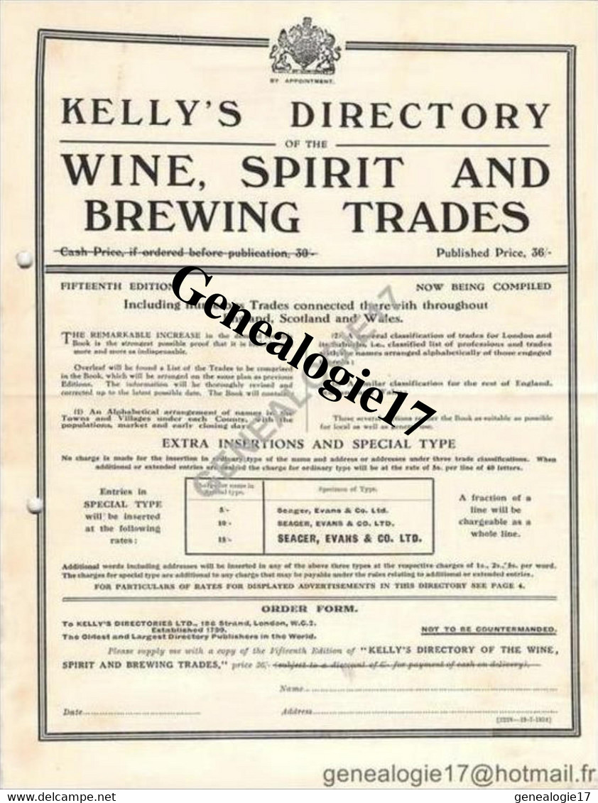 96 0903 ANGLETERRE ENGLAND LONDRES LONDON 19.. THE POST OFFICE Annuaires KELLY'S DIRECTORIES Rue Montaigne - KELLY ' S - United Kingdom