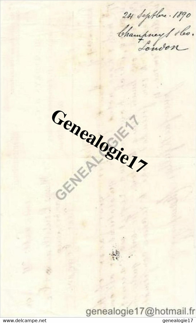 96 0882 ANGLETERRE ENGLAND LONDRES LONDON 1890 Ets CHAMPNEYS And Co Palmerston Buildings Old Broad Street  - BARBADOS CA - United Kingdom