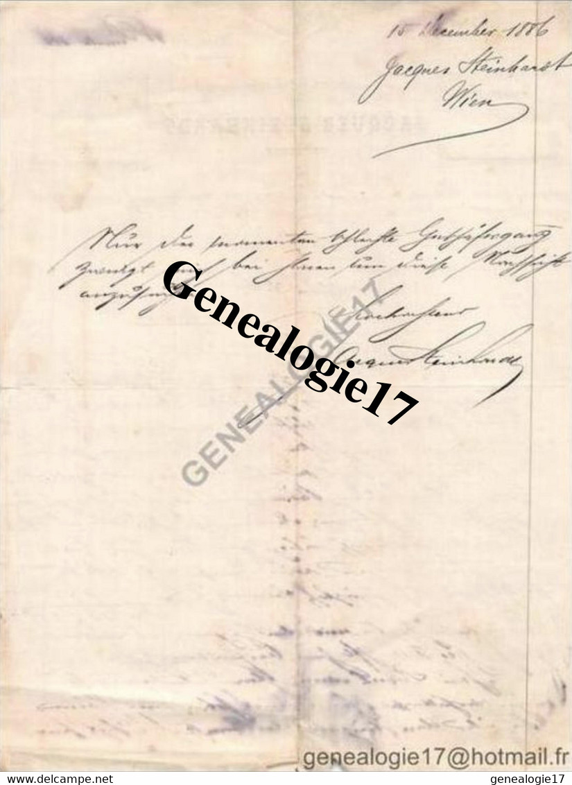 96 0827 AUTRICHE AUTRIA WIEN VIENNE 1886 COMPTOIR UND STADTKELLER Weinhandlung JACQUES STEINHARDT Bezirk Weinhauss - Austria